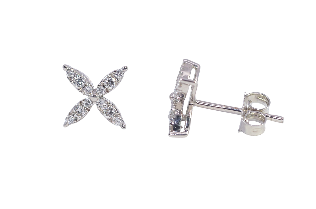 Delicate 18K White Gold Diamond Earrings