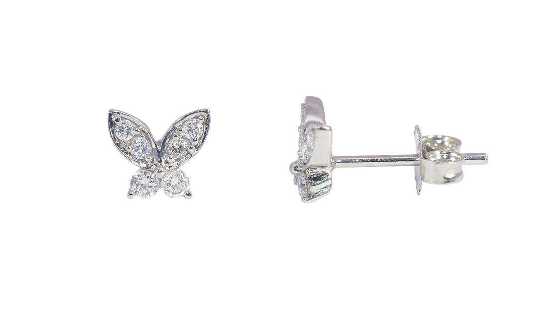 Delicate 18K White Gold Diamond Earrings
