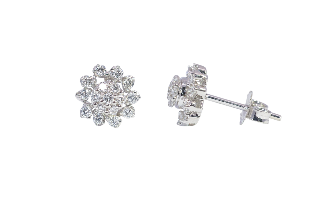 Elegant 18K White Gold Diamond Earrings