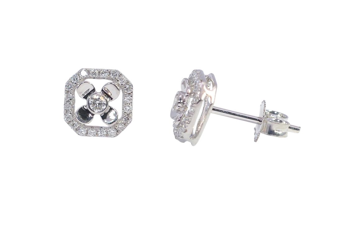 18K White Gold Diamond Earrings
