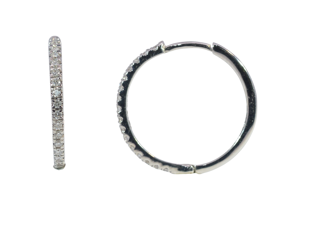 Elegant 18K White Gold Diamond Hoop Earrings