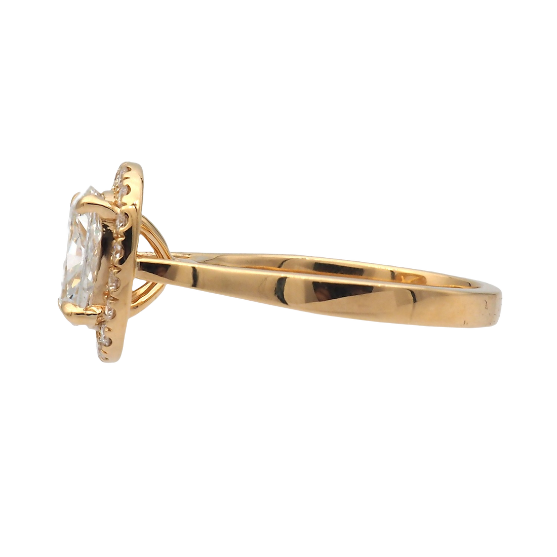 Cushion Cut Lab-Grown Diamond Halo Ring in Yellow Gold