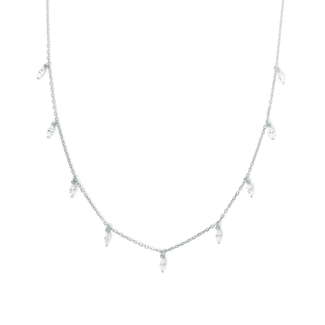 Sparkling Silver Zircon Necklace - 925 Chain with Charm Pendant for Elegant Ladies