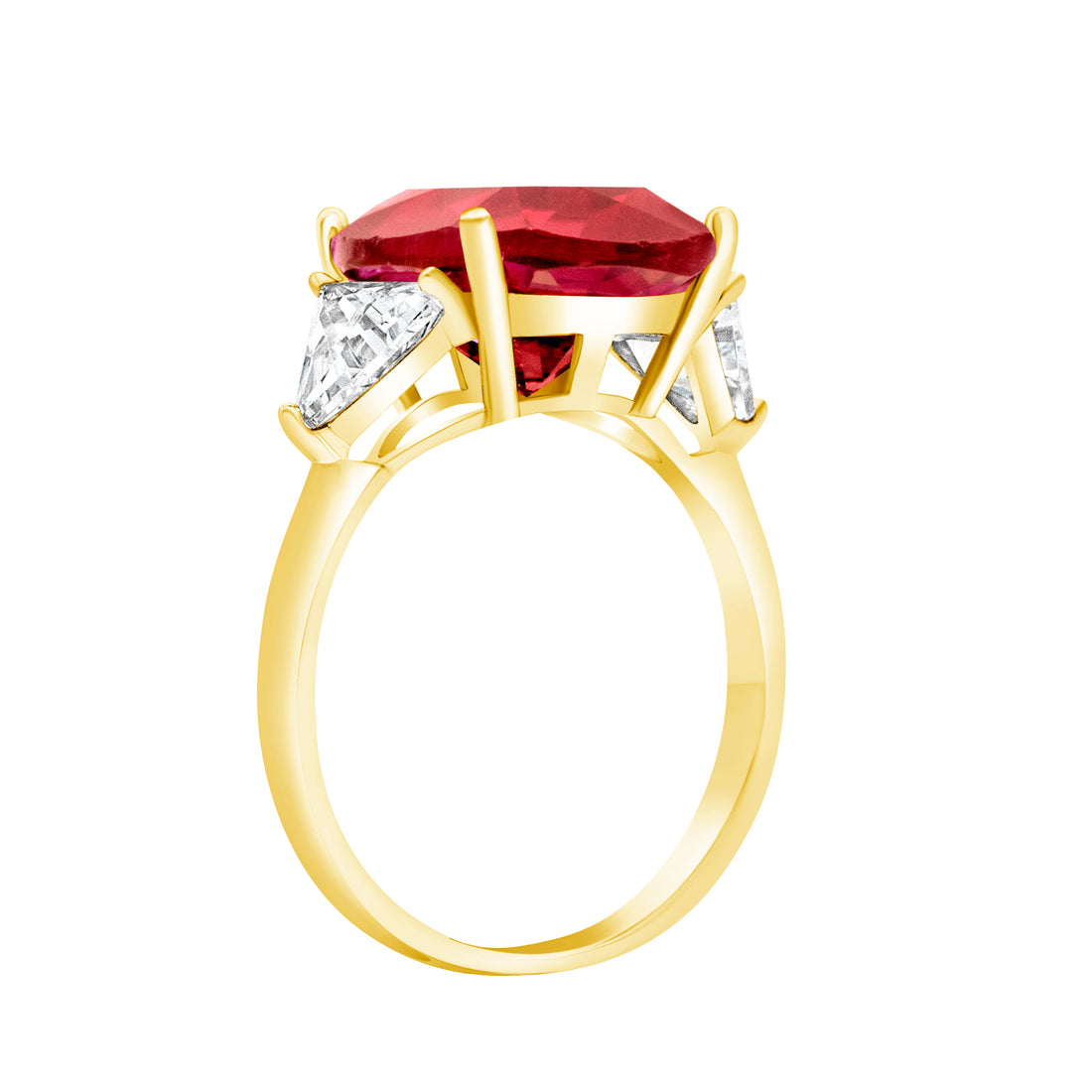 Silver, Gold Plated with Red Zircon Ring
