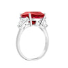 Silver Color with Red Zircon Ring