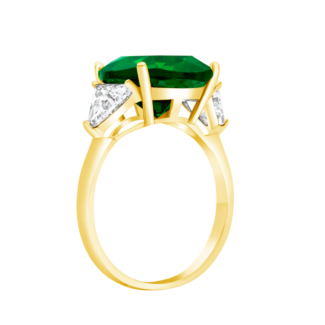 Silver, Gold Plated with Green Zircon Ring