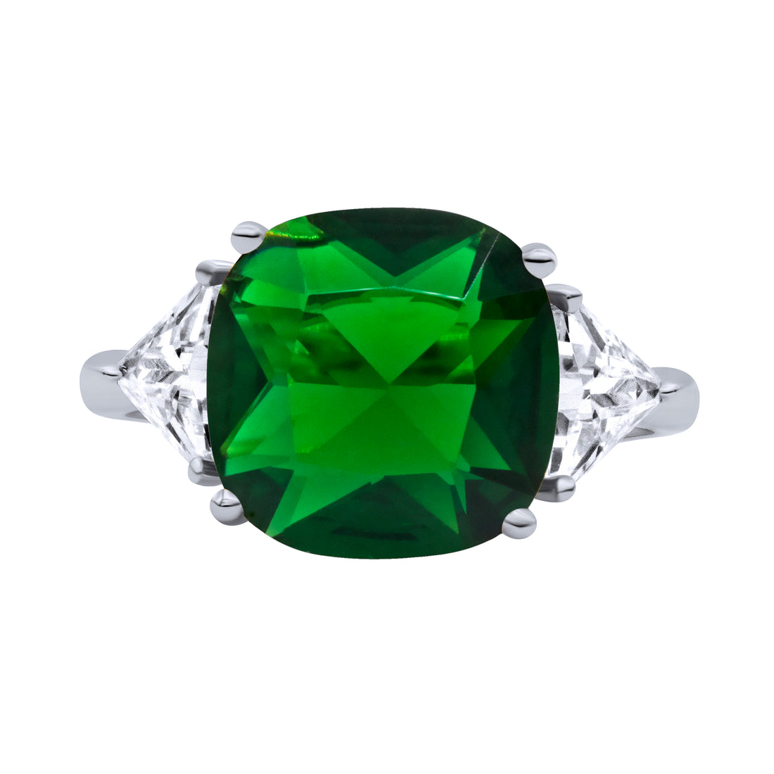 Silver Color with Green Zircon Ring