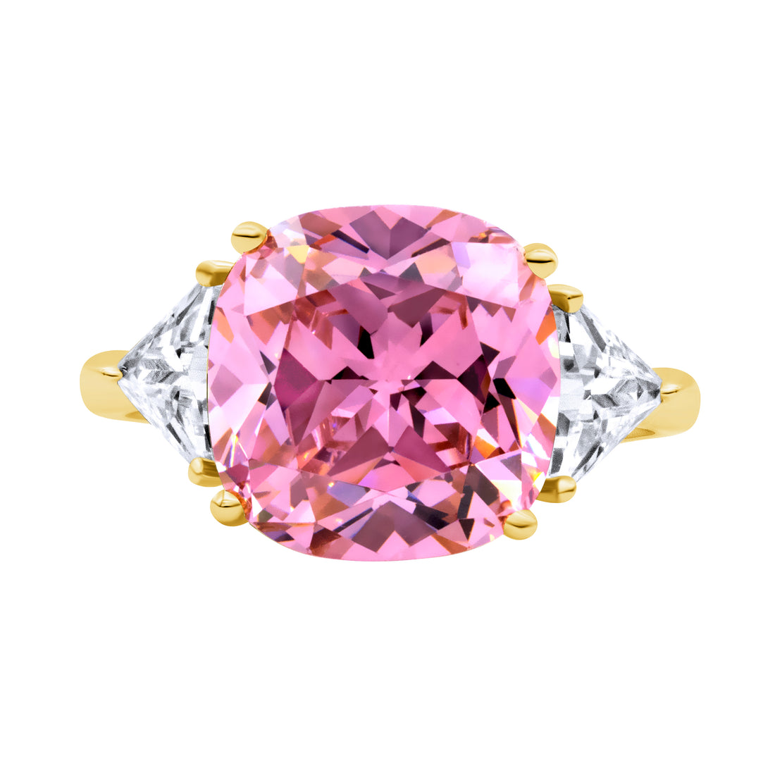 Silver, Gold Plated with Pink Zircon Ring