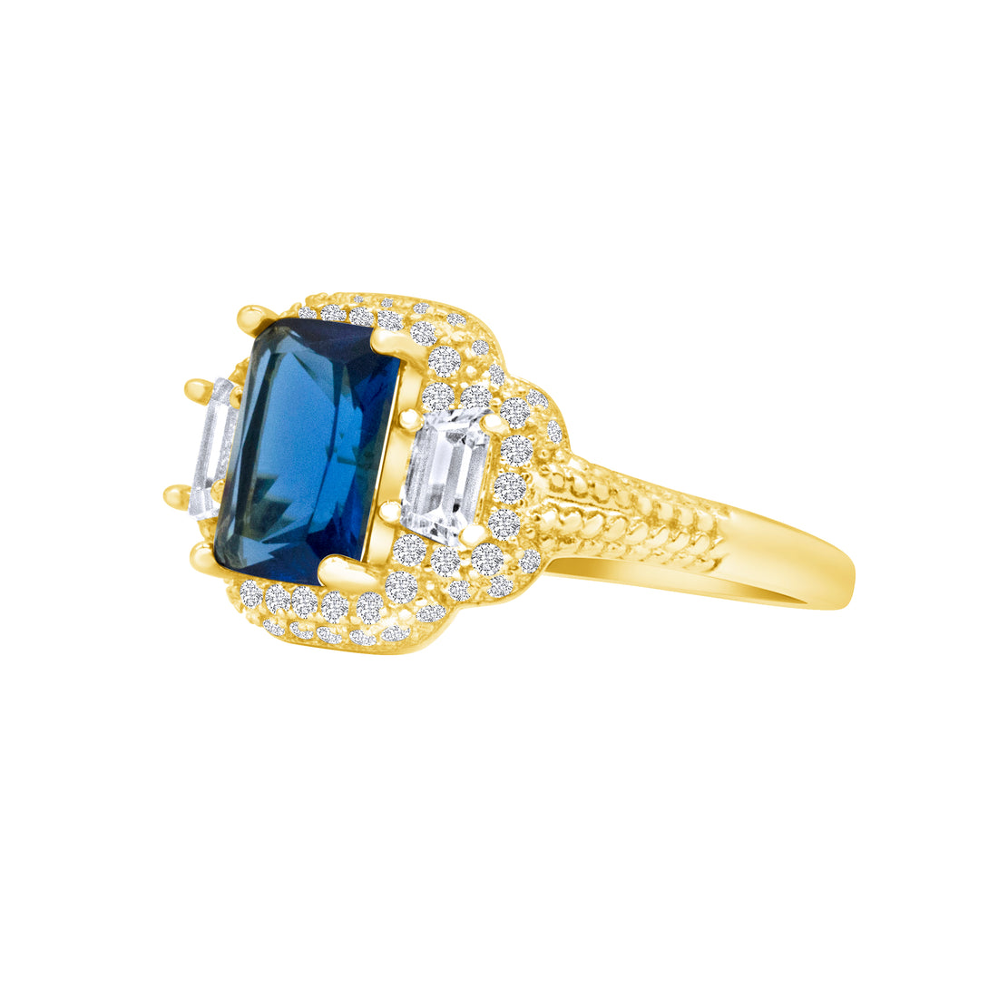 Silver, Gold Plated with Blue Zircon Ring