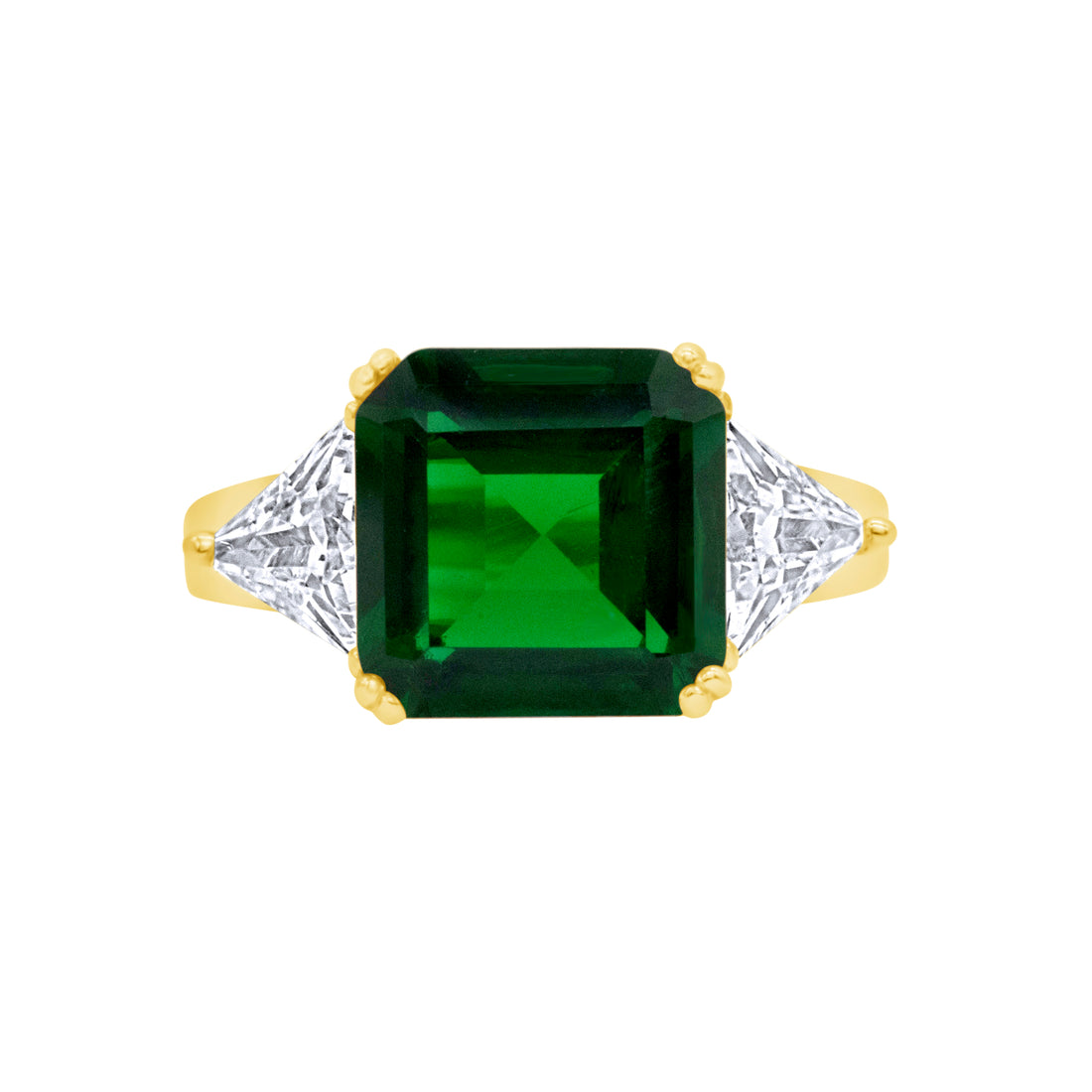 Silver, Gold Plated with Green Zircon Ring