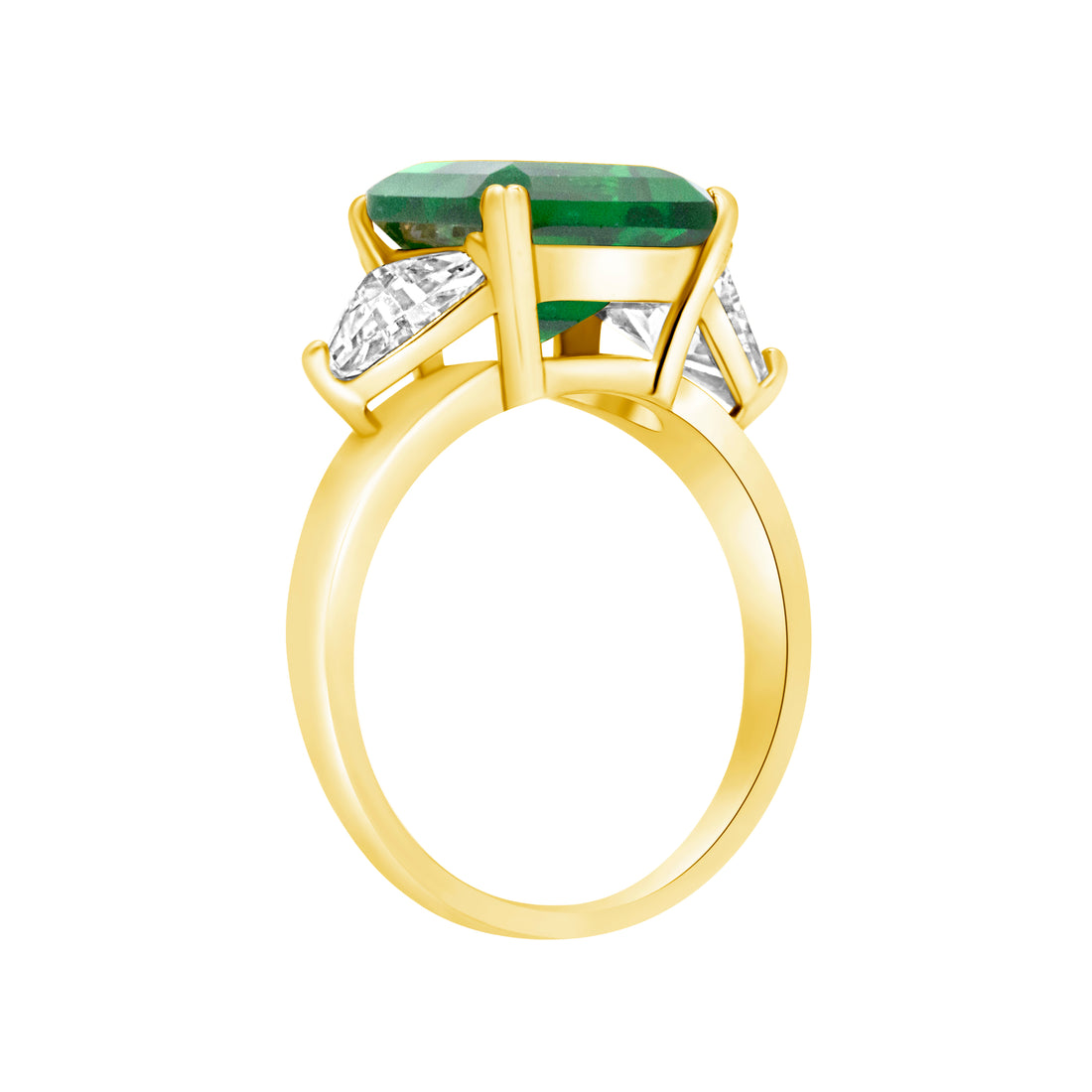 Silver, Gold Plated with Green Zircon Ring