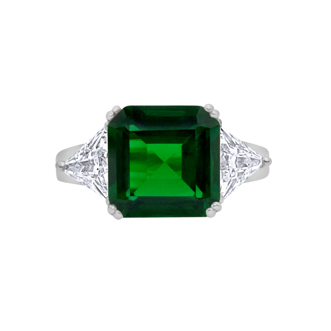 Silver Color with Green Zircon Ring