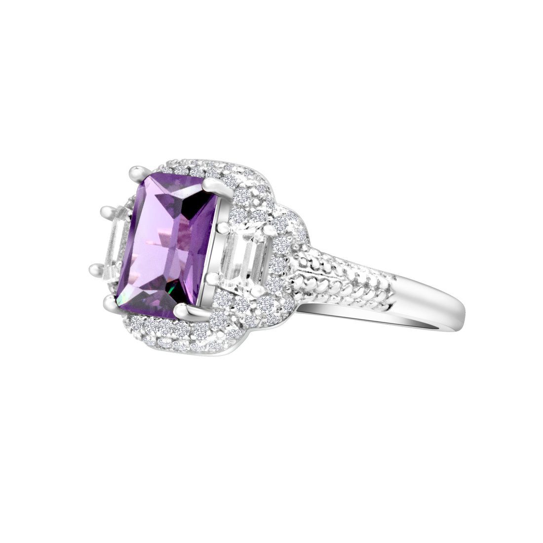 Silver Color with Purple Zircon Ring