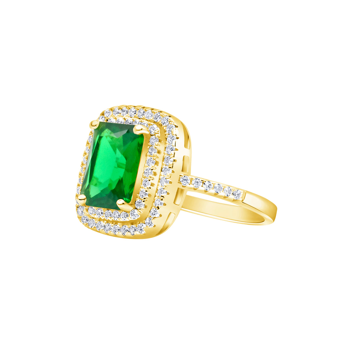 Silver, Gold Plated with Green Zircon Ring