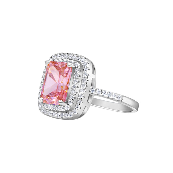 Silver Color with Pink Zircon Ring