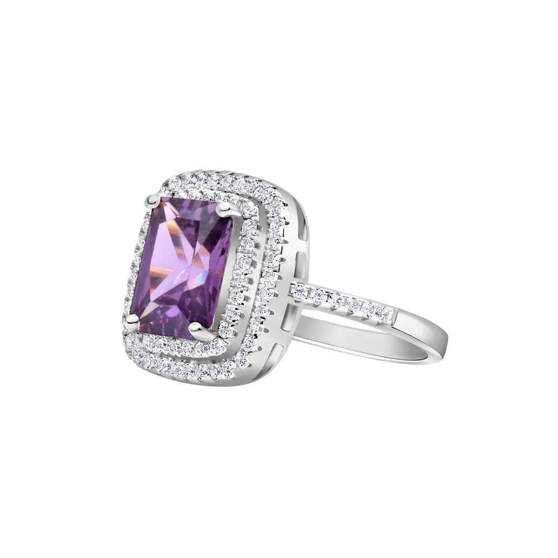 Silver Color with Purple Zircon Ring