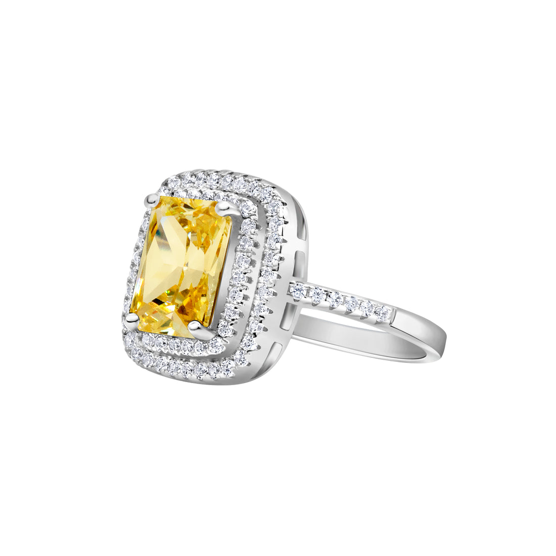 Silver Color with Yellow Zircon Ring