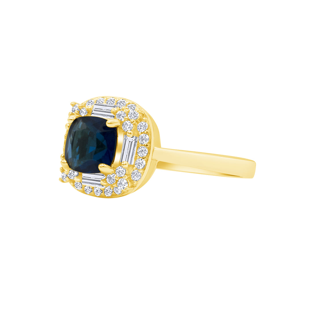 Silver, Gold Plated with Blue Zircon Ring
