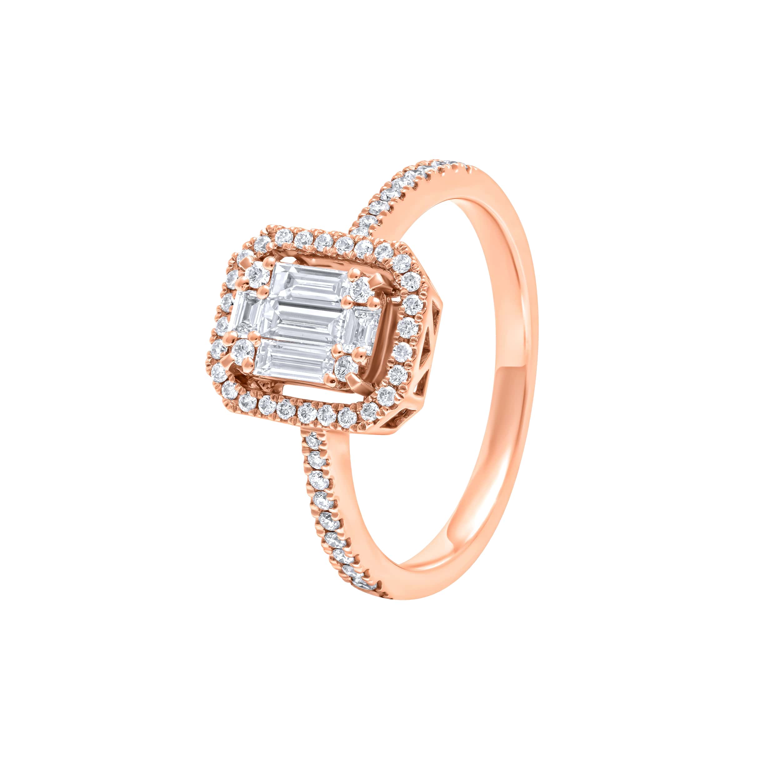 Distinguished 18K Diamond Ring "Baguette," a hallmark of refined charm