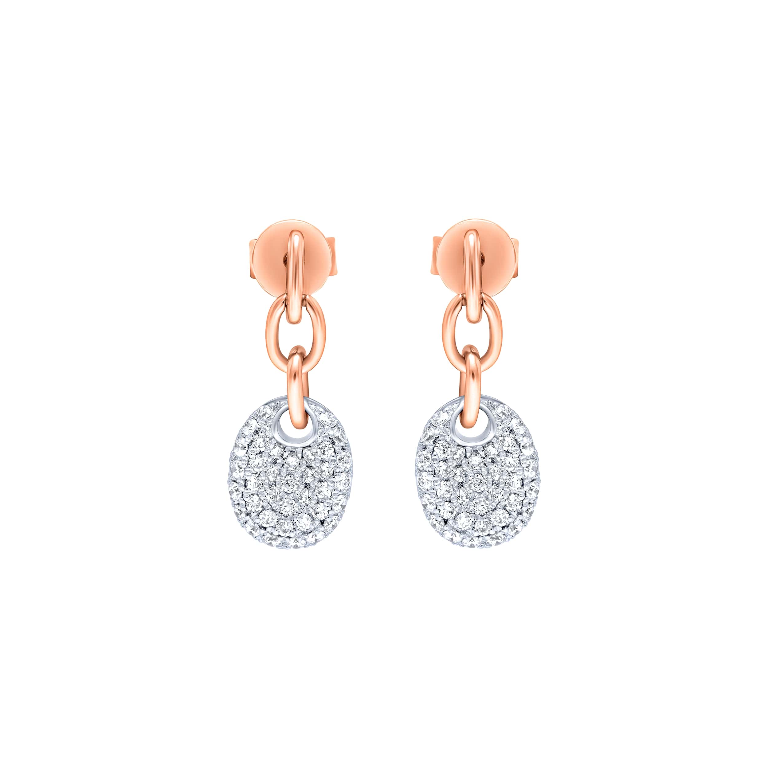 Elegant 18K Diamond Earrings "Bond of Love" in white and rose gold