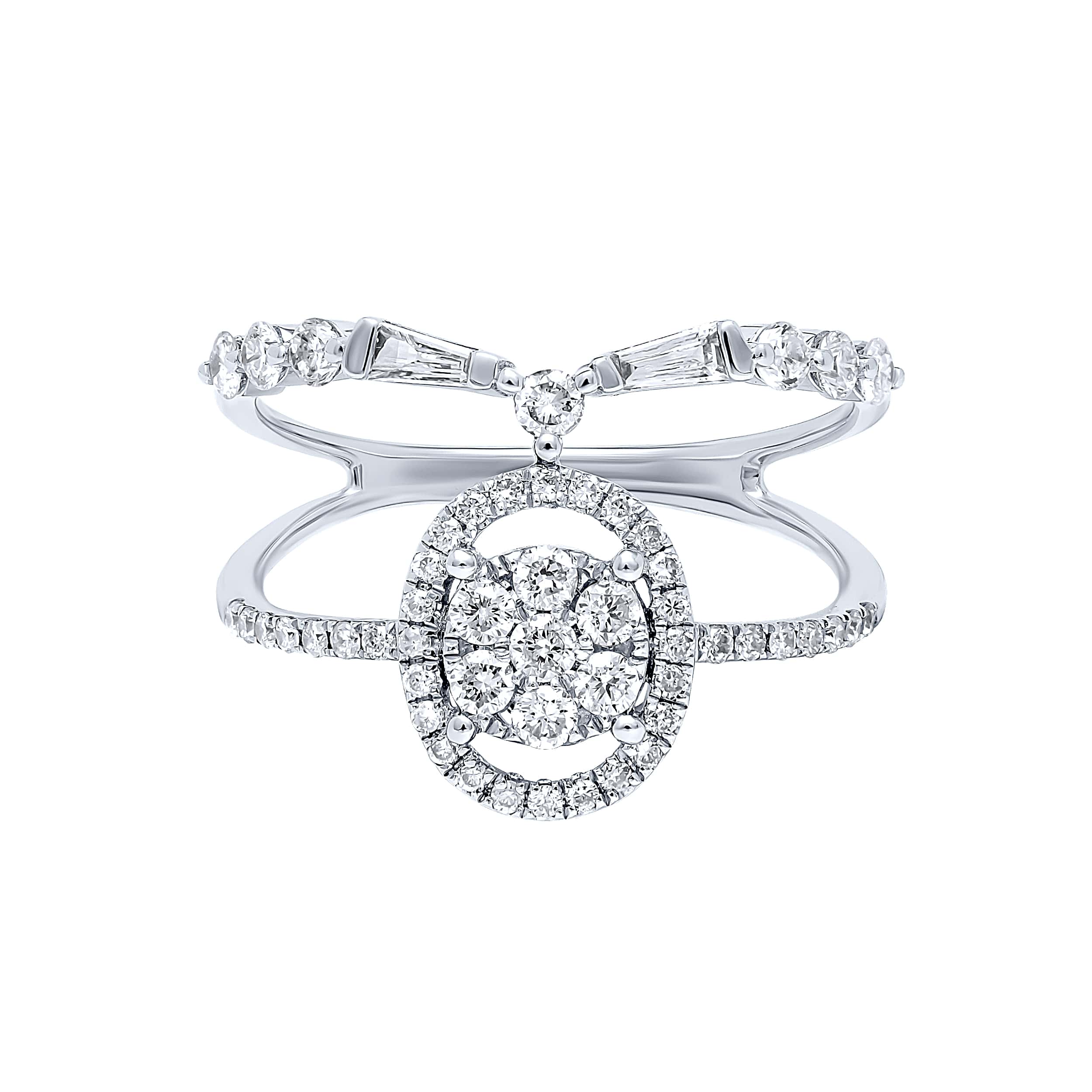 Grand 18K Diamond Ring "Dolce Mondo" in Refined White Gold