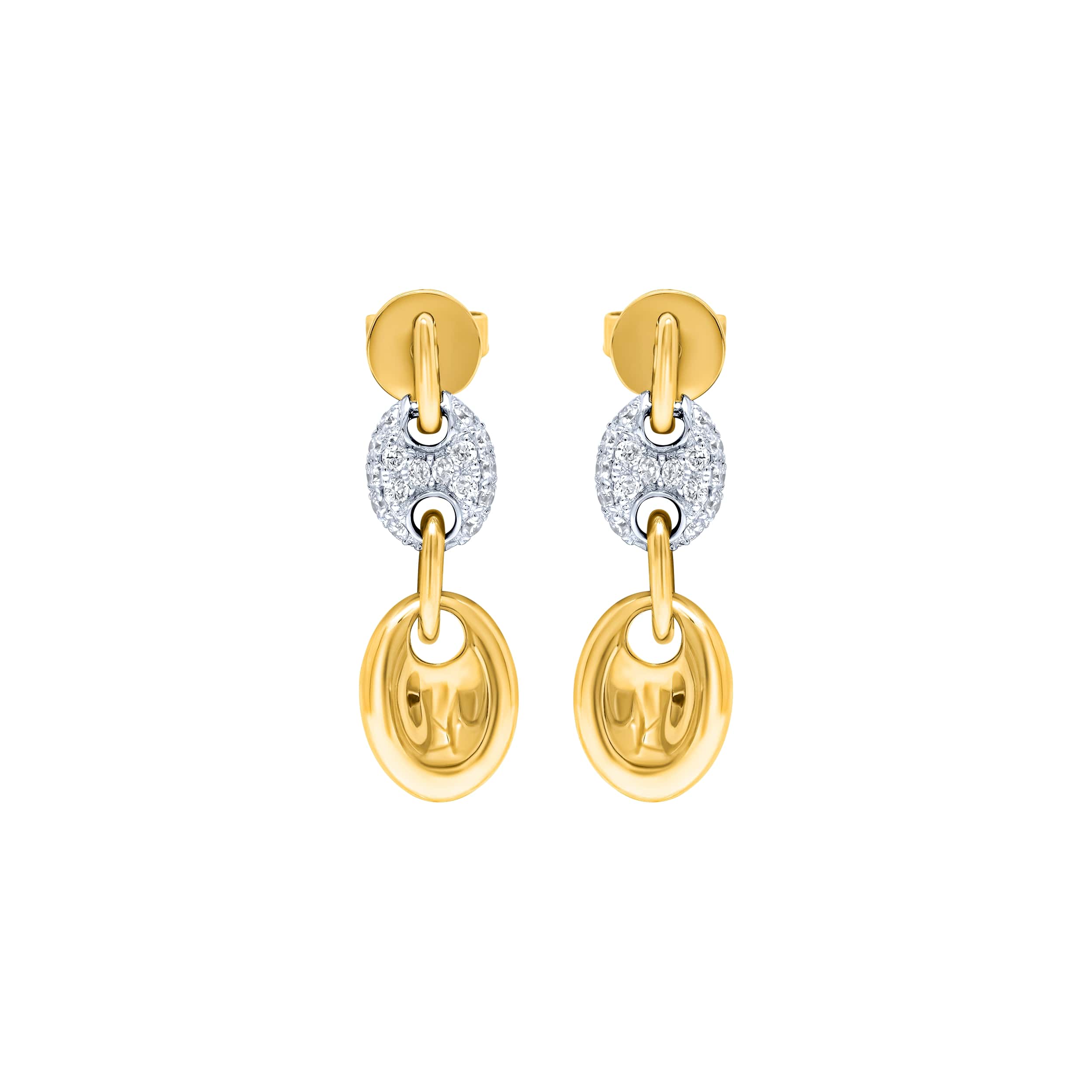 Classic Elegance 18K Diamond Earrings "Bond of Love" in multi-tone with radiant diamonds