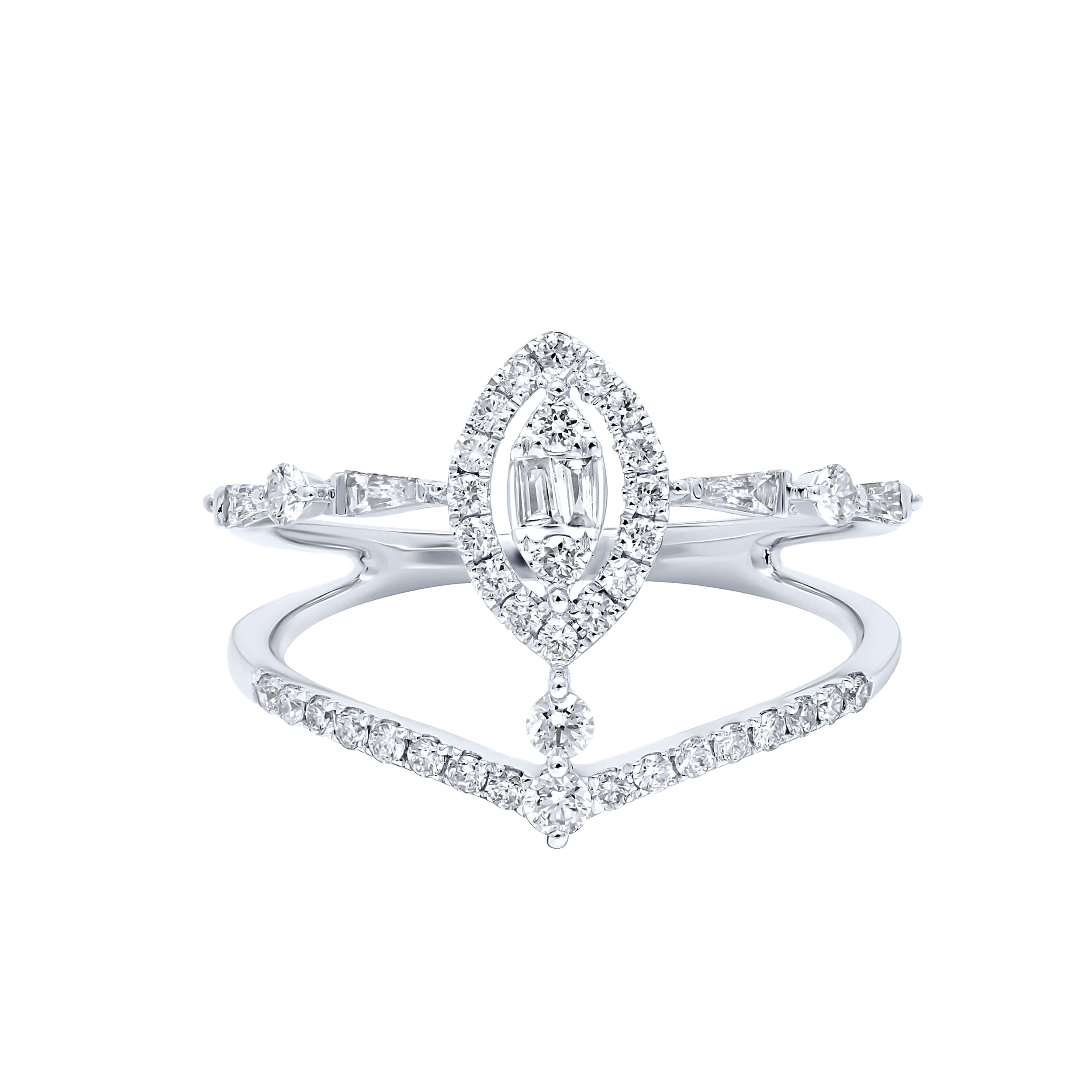 Prestigious 18K Diamond Ring "Dolce Mondo" in Refined White Gold