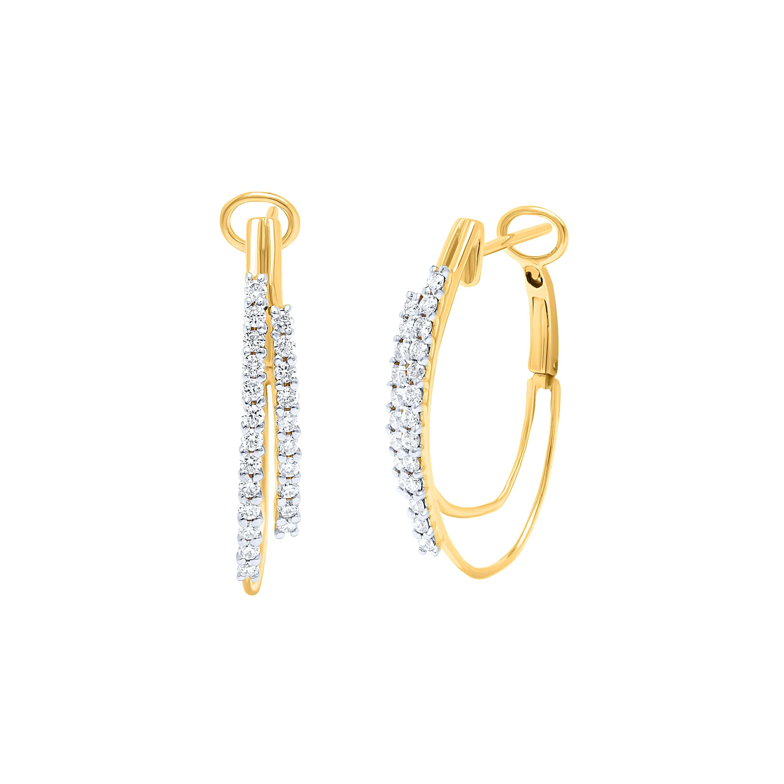 Beauty 18K Diamond Earring "Hoops" in Yellow Gold