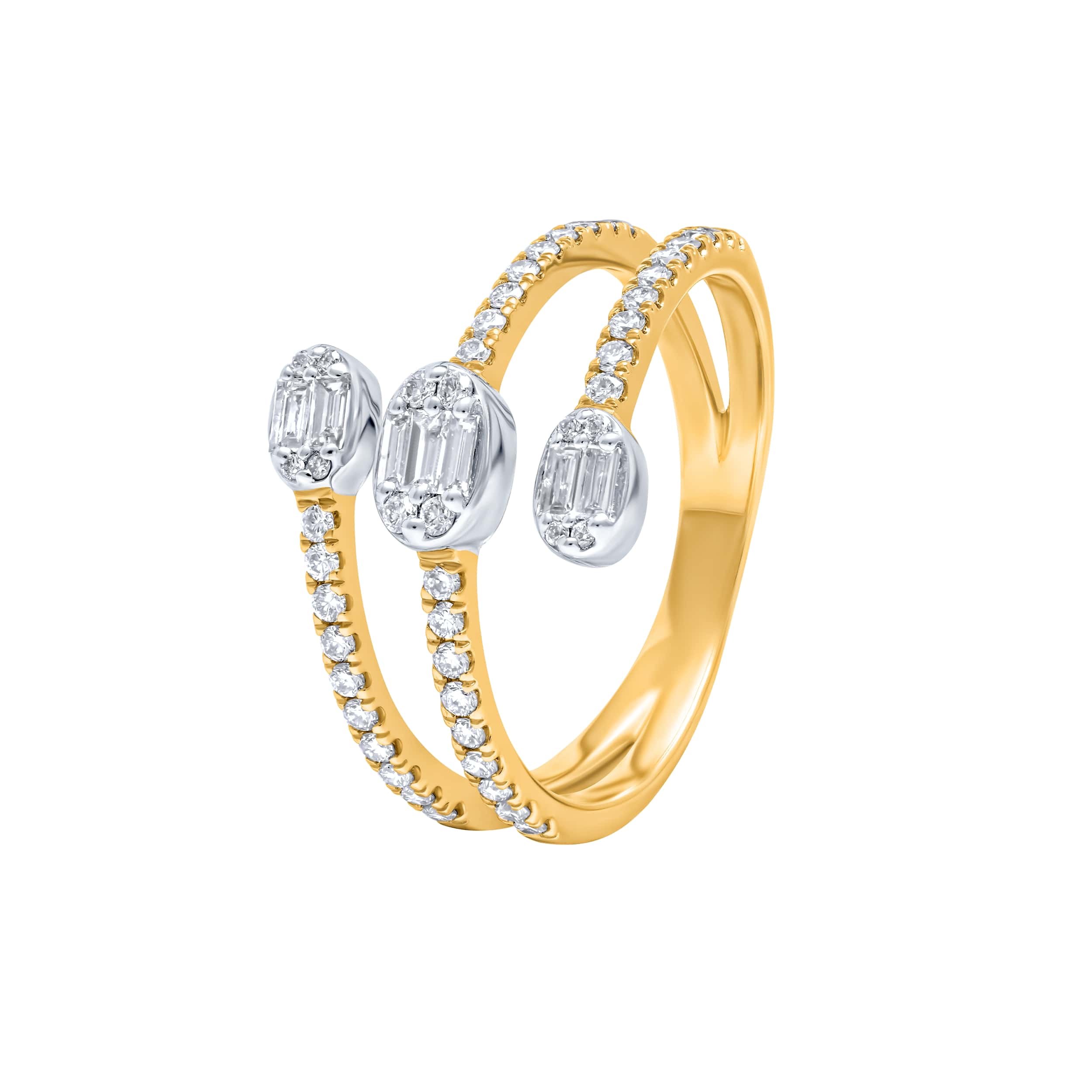 Radiant Opulence 18K Diamond Ring "Baguette,