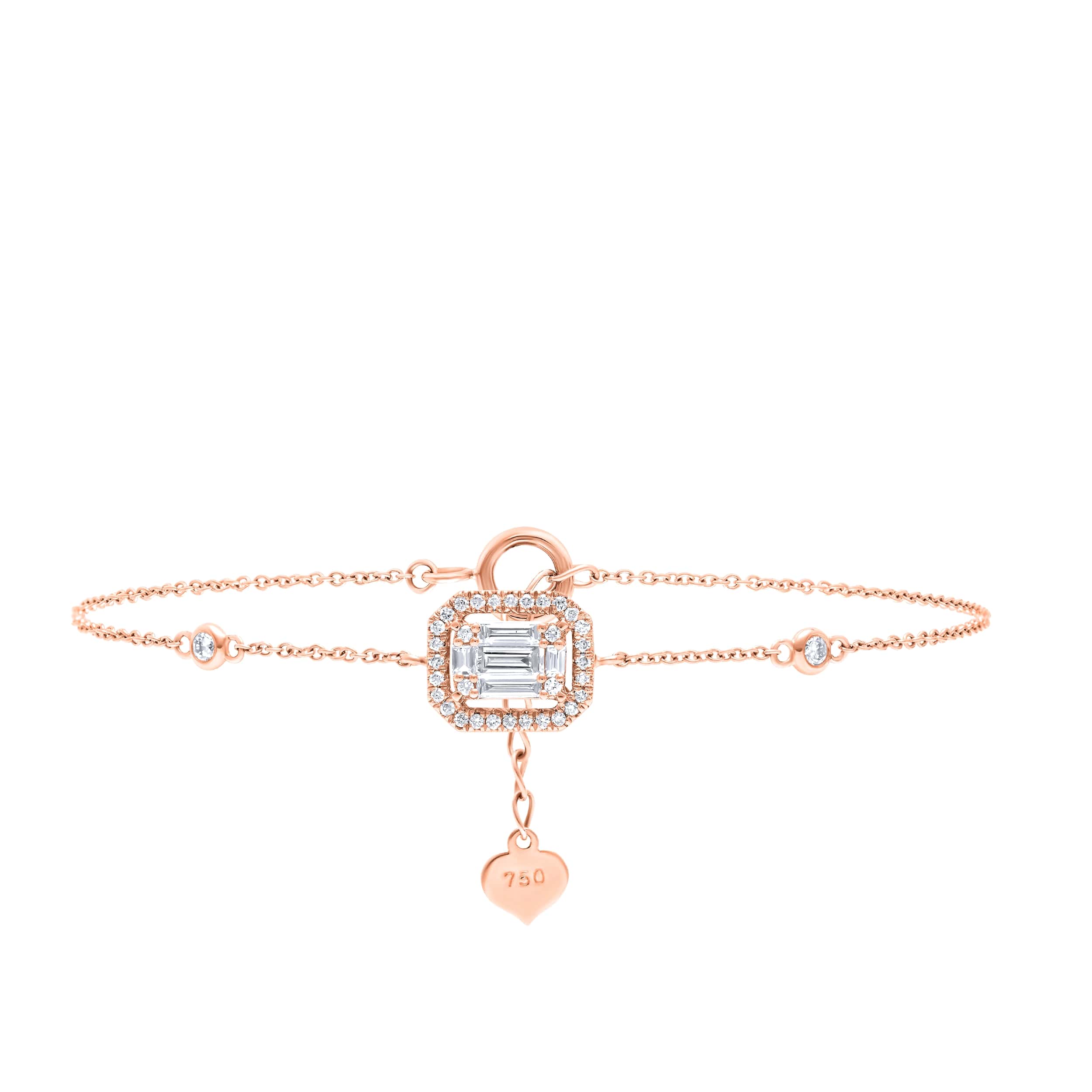 Classic Sophistication 18K Diamond Bracelet "Baguette" in Rose Gold