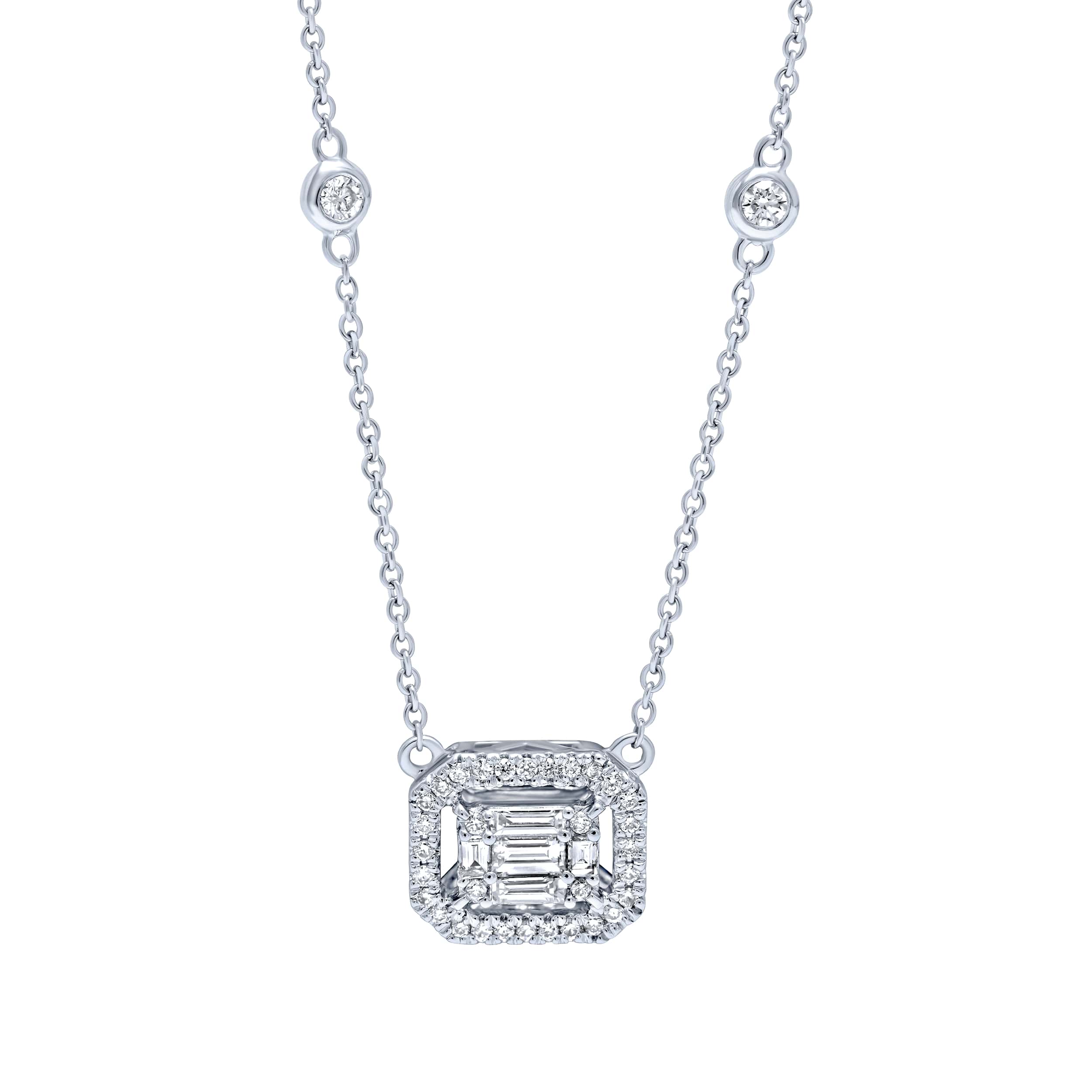 Radiant 18K Diamond Necklace "Baguette," an epitome of refined beauty