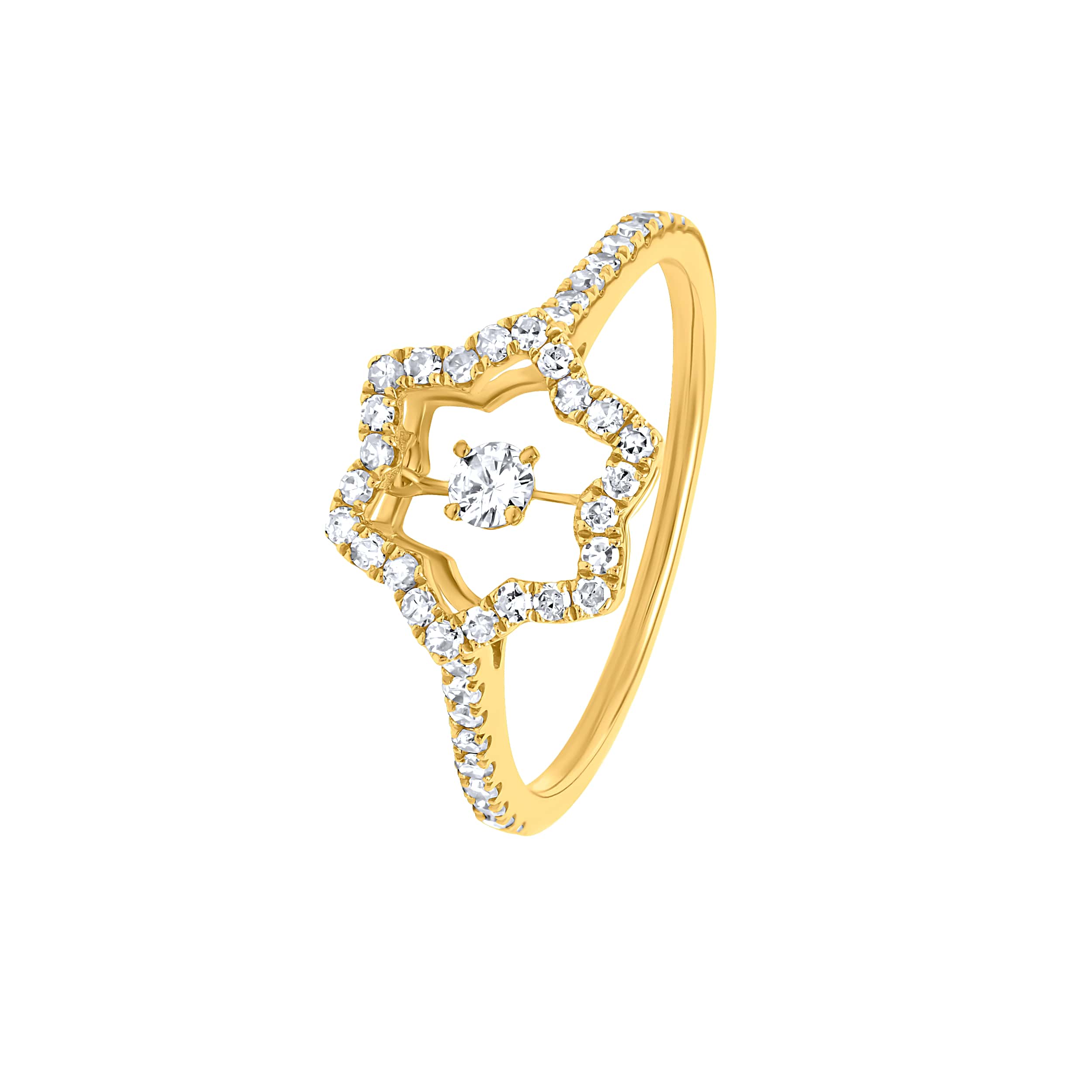 Classic Sophistication 18K Diamond Ring "Dancing" in Yellow Gold