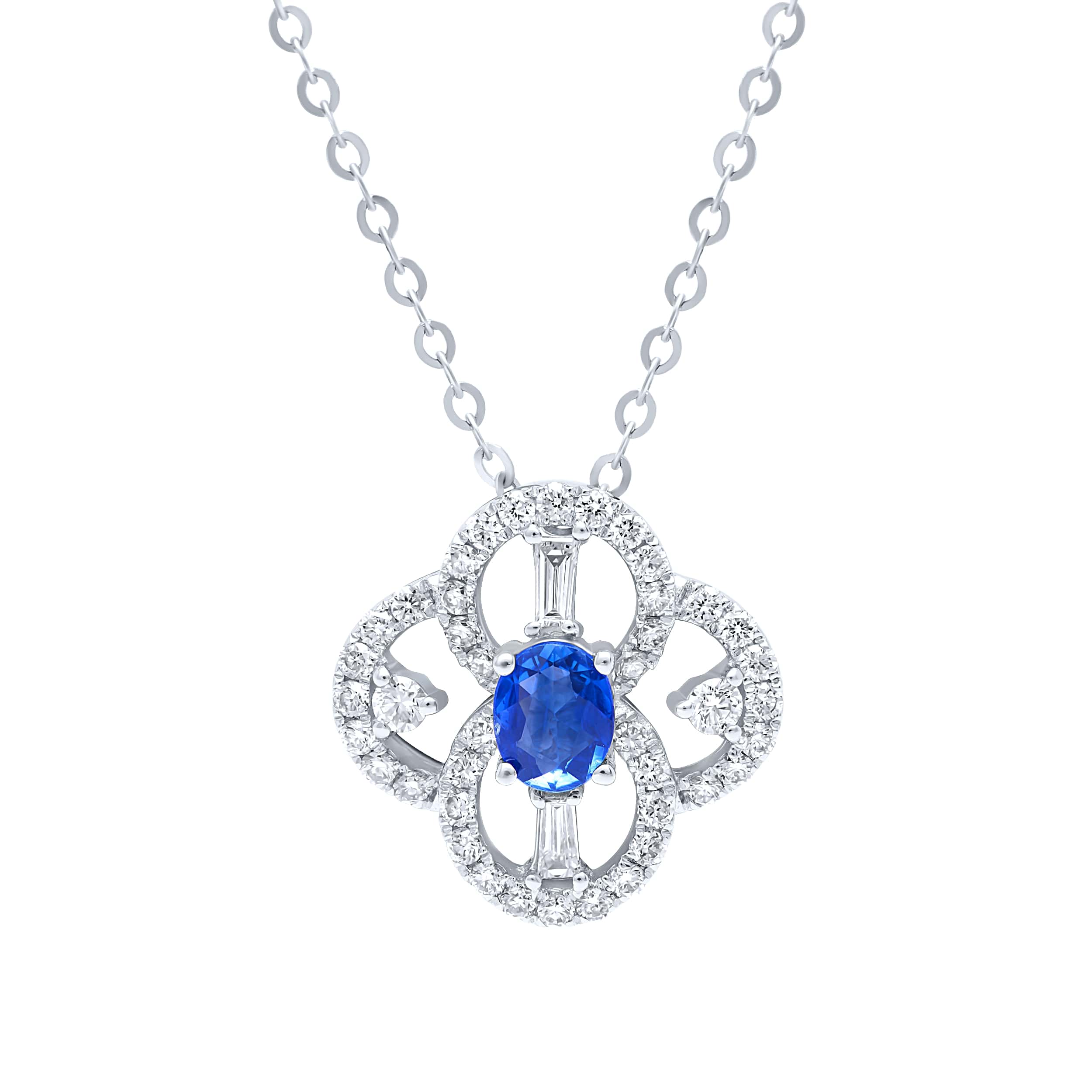 Classic Charm 18K Diamond Necklace "Natural Stone" in White Gold