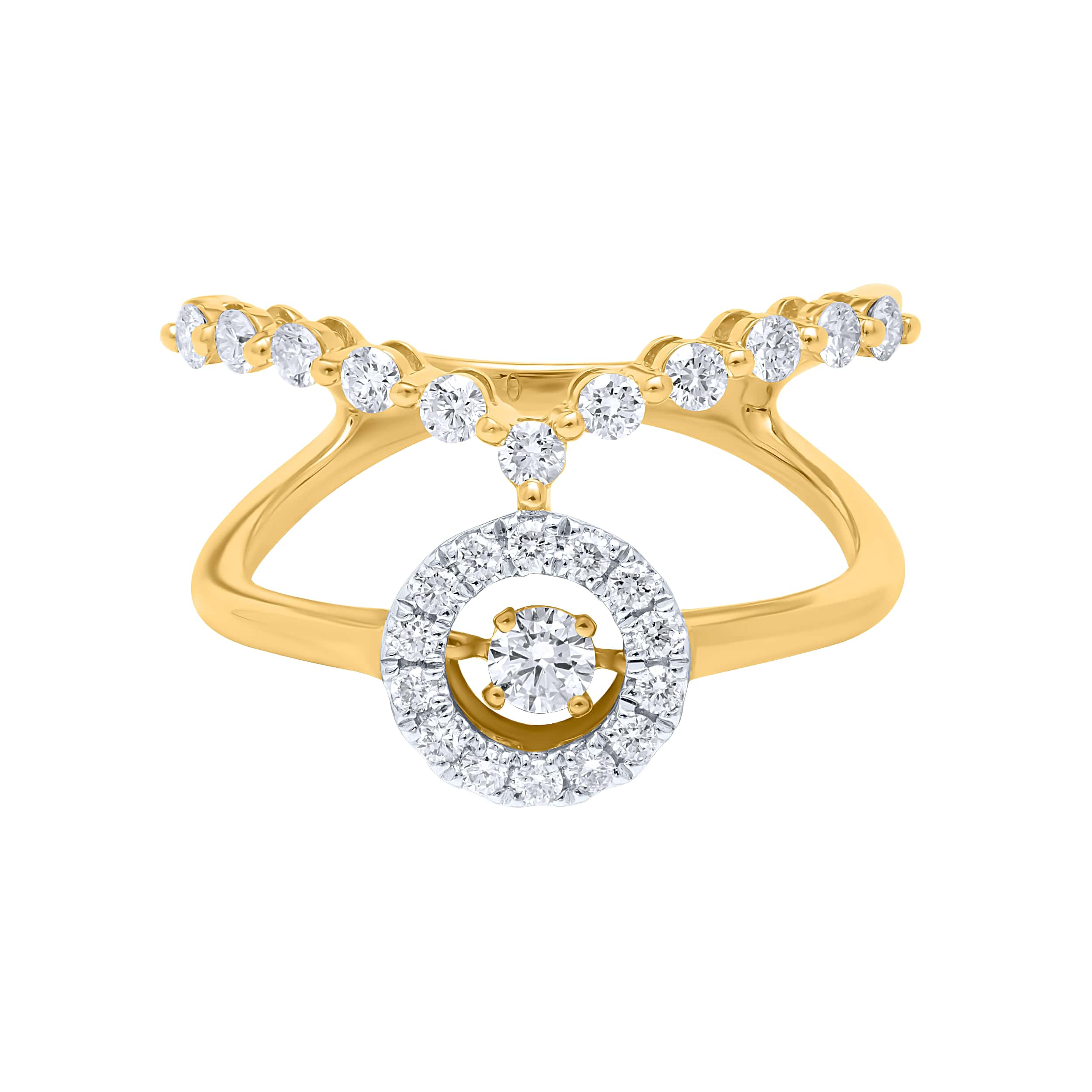 Refined Elegance 18K Diamond Ring "Dancing" in Yellow Gold