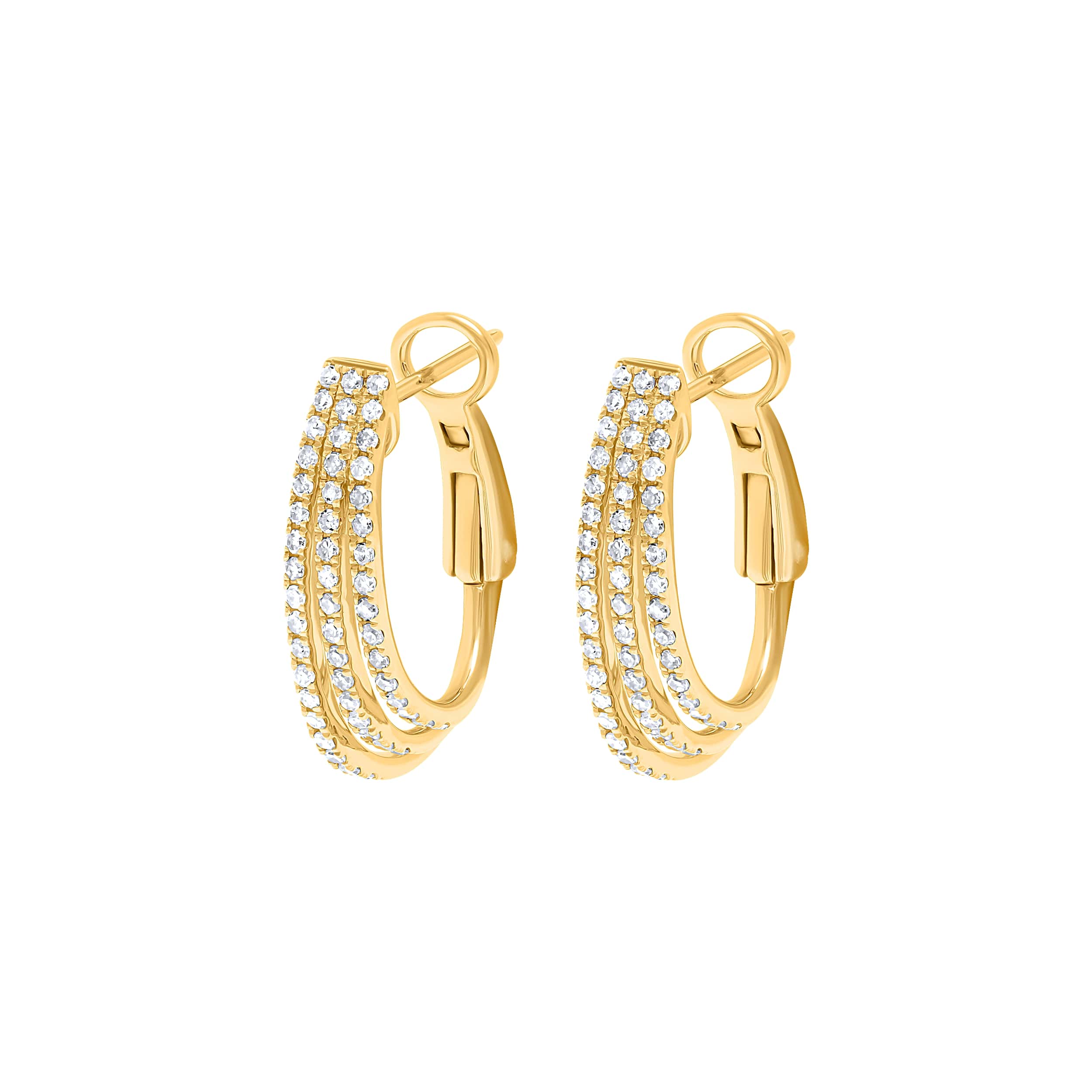 Sophisticated 18K Diamond Earring "Hoops" in Yellow Gold