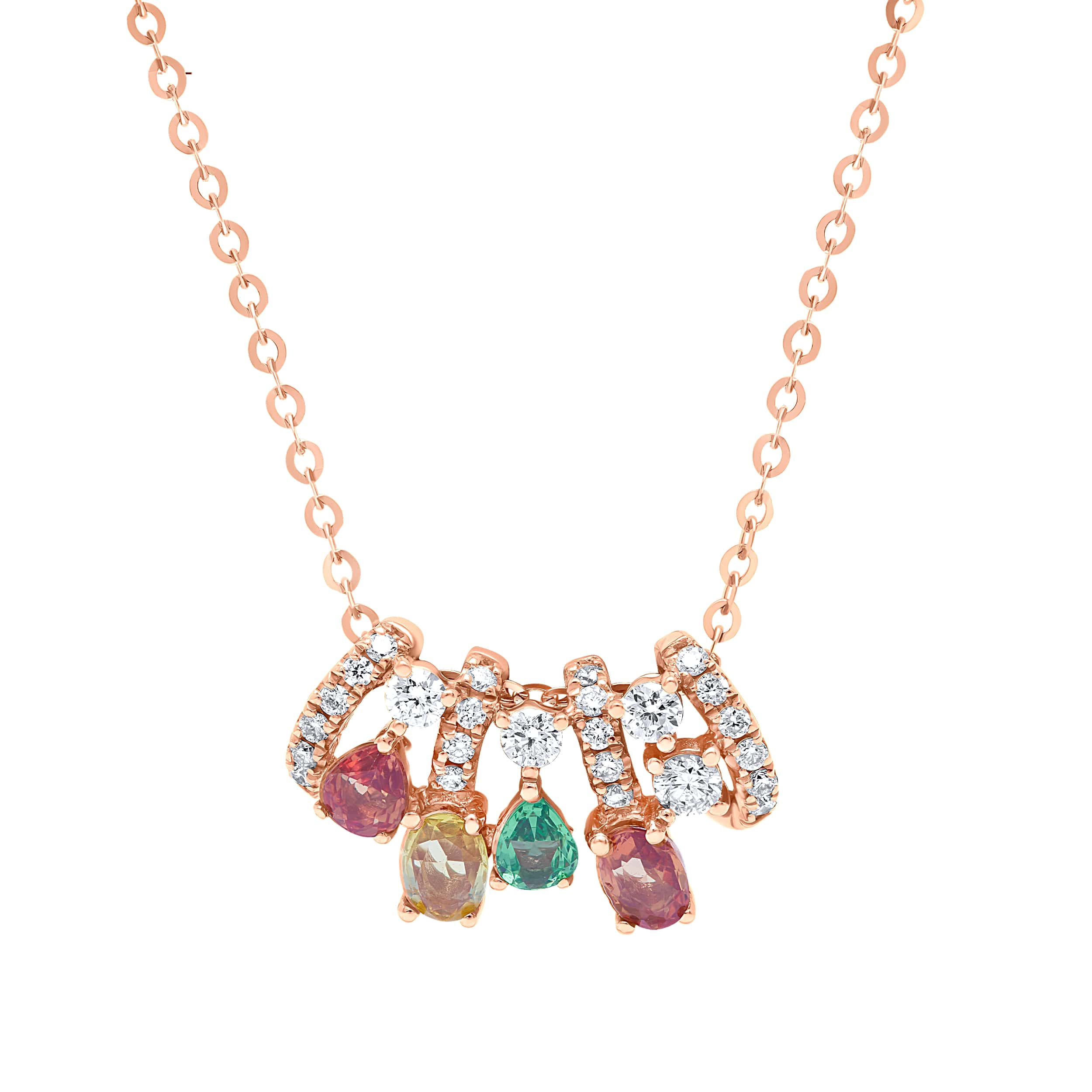 Refined Charm 18K Diamond Necklace "Natural Stone" in Rose Gold