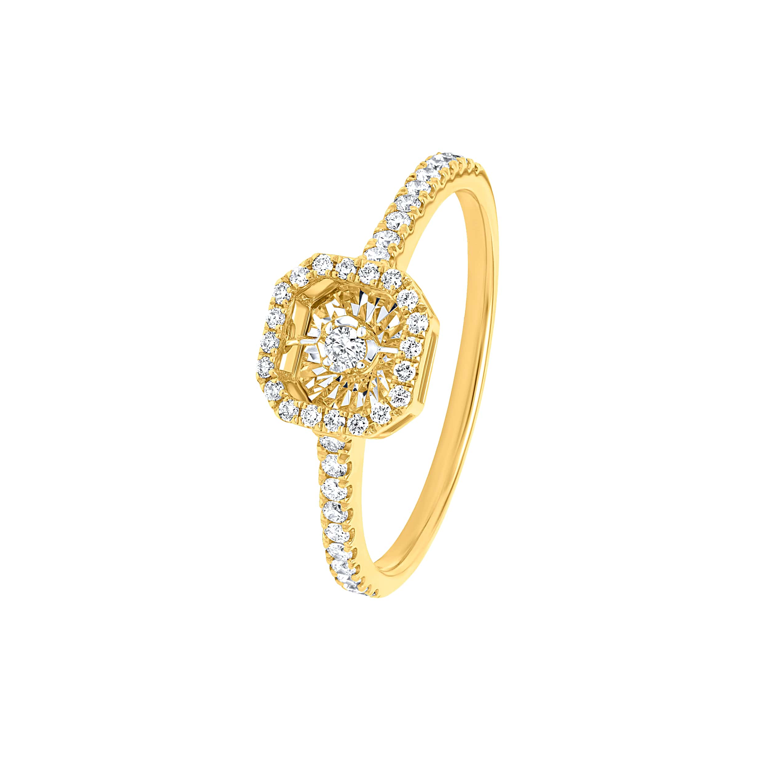 Classic Elegance 18K Diamond Ring "Dancing" in Yellow Gold