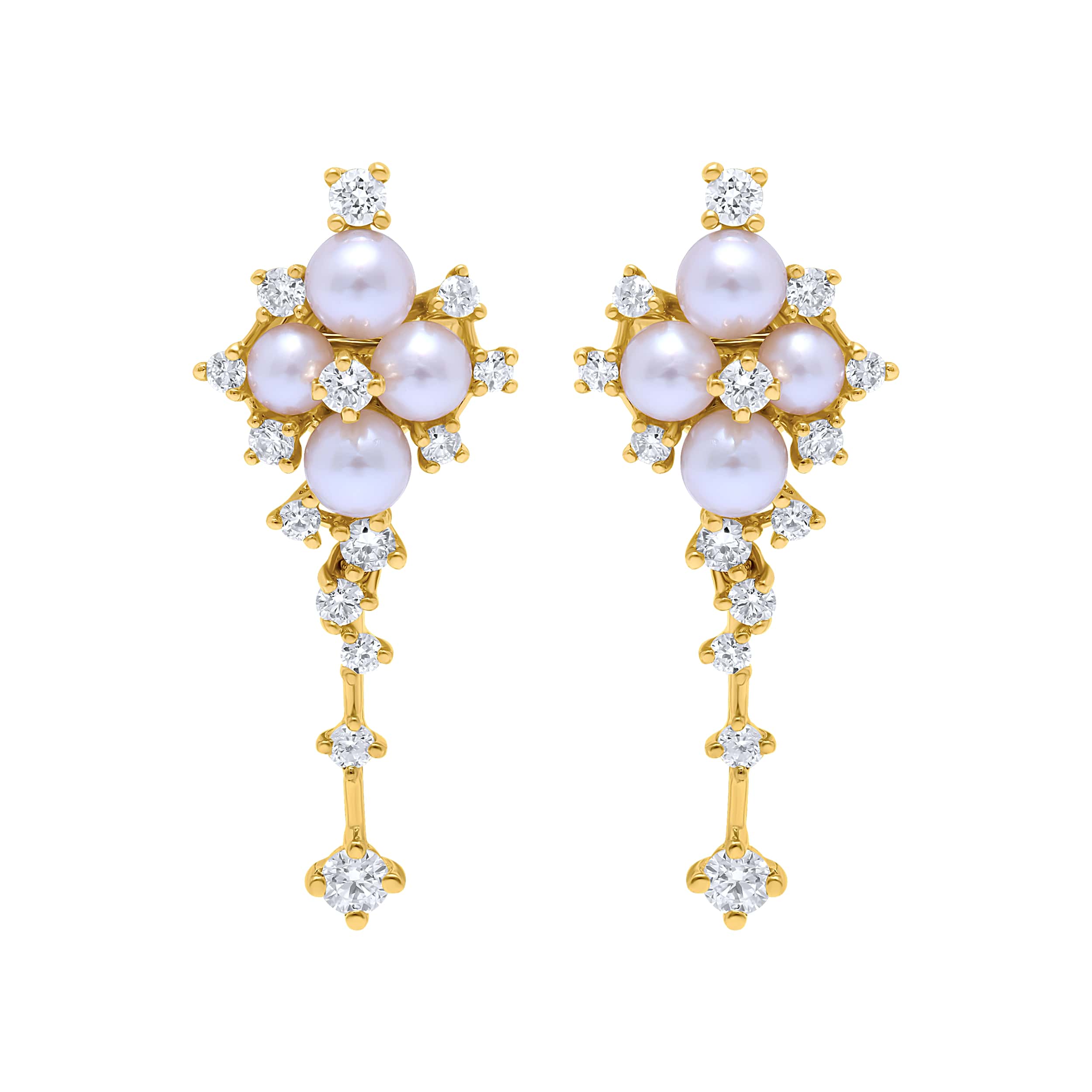 Opulent 18K Diamond Earring "Pearl" in Sumptuous Yellow Gold