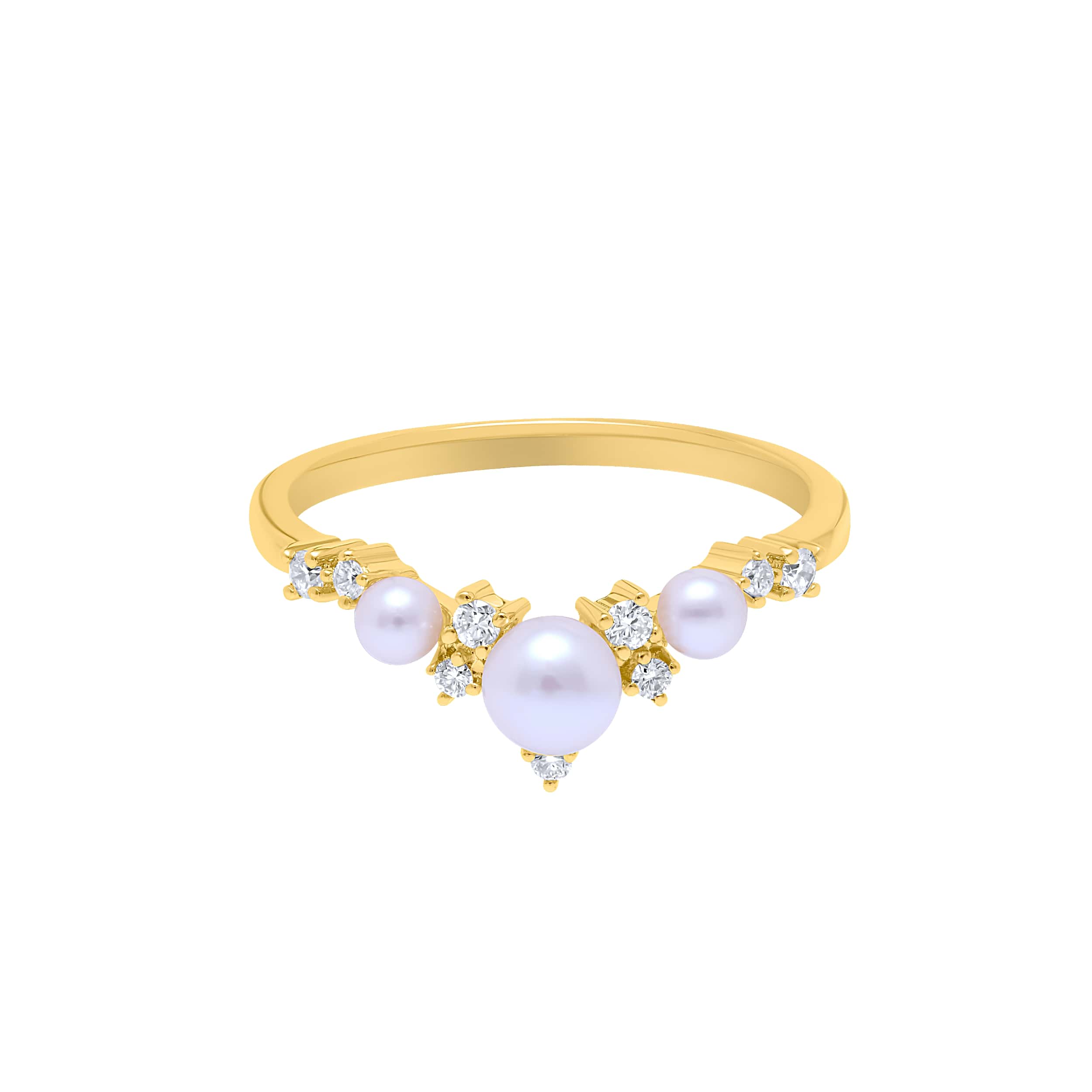 Refined 18K Diamond Ring "Pearl" in Exquisite Yellow Gold