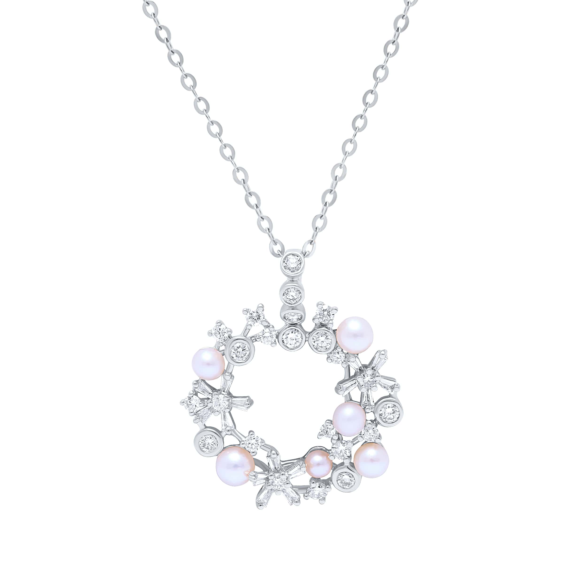 Distinctive 18K Diamond Necklace "Pearl" in Elegant White Gold