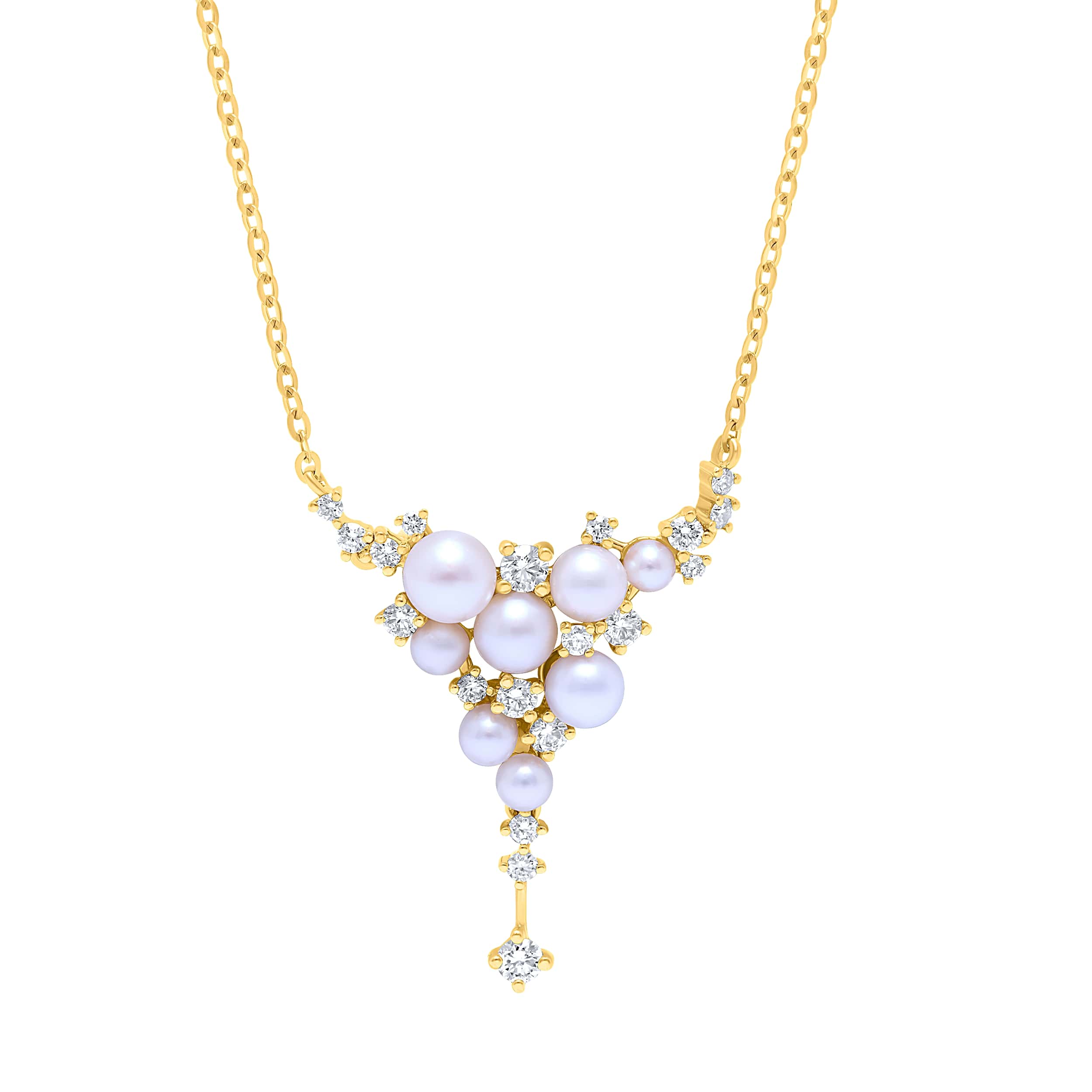 Elegance 18K Diamond Necklace "Pearl" in Opulent Yellow Gold