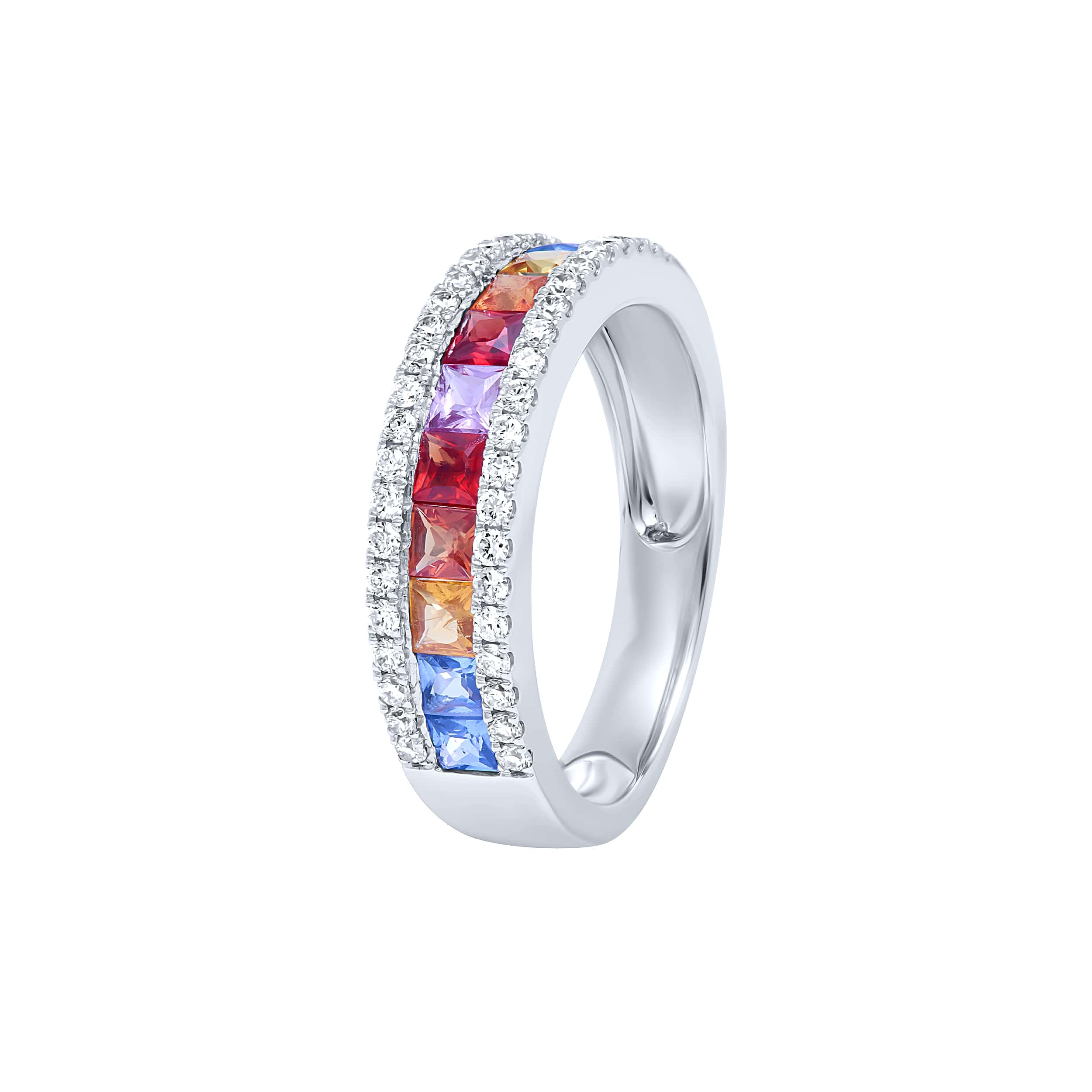 Sophisticated Charm 18K Diamond Ring "Natural Stone" in White Gold