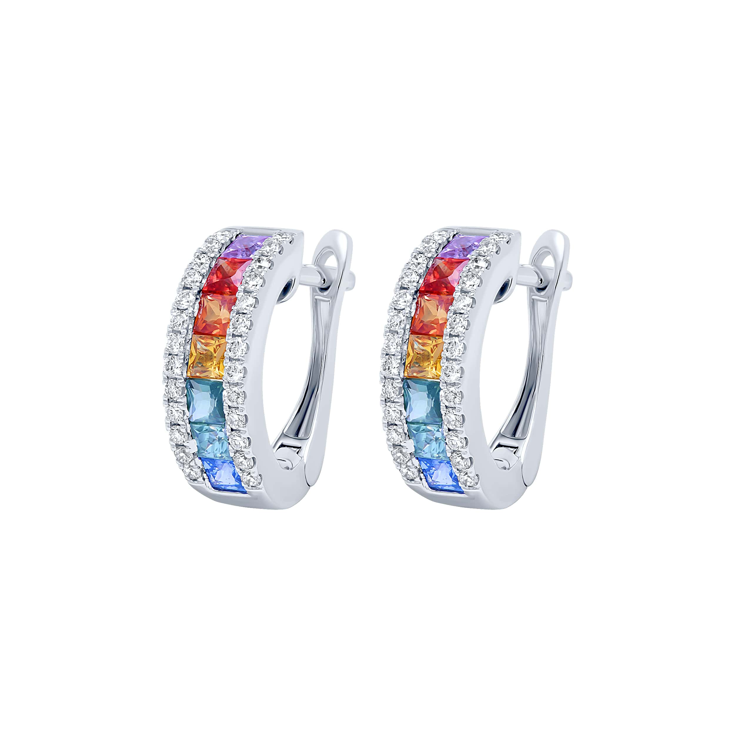 Classic Beauty 18K Diamond Earring "Natural Stone" in White Gold