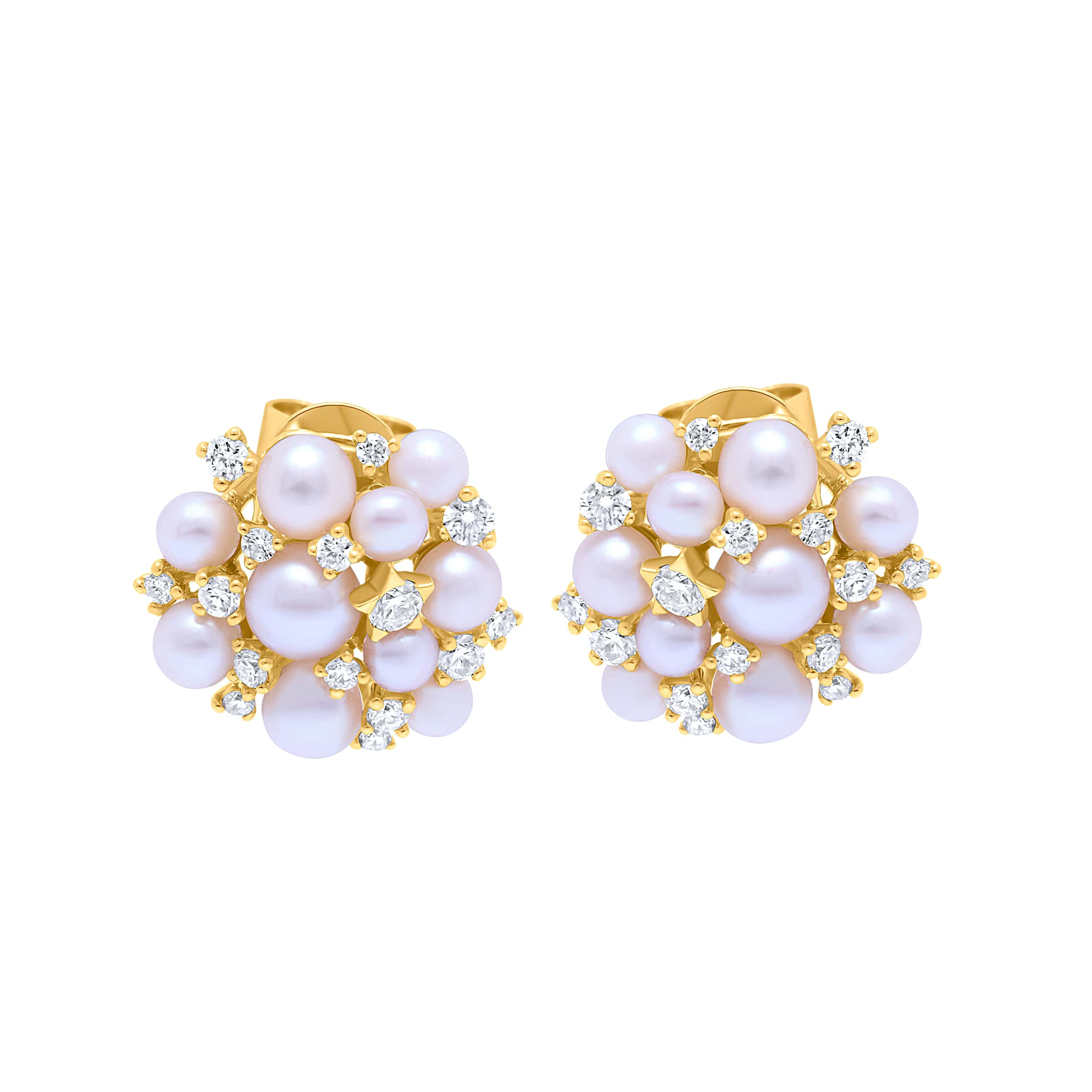 Refined 18K Diamond Earring "Pearl" in Exquisite Yellow Gold