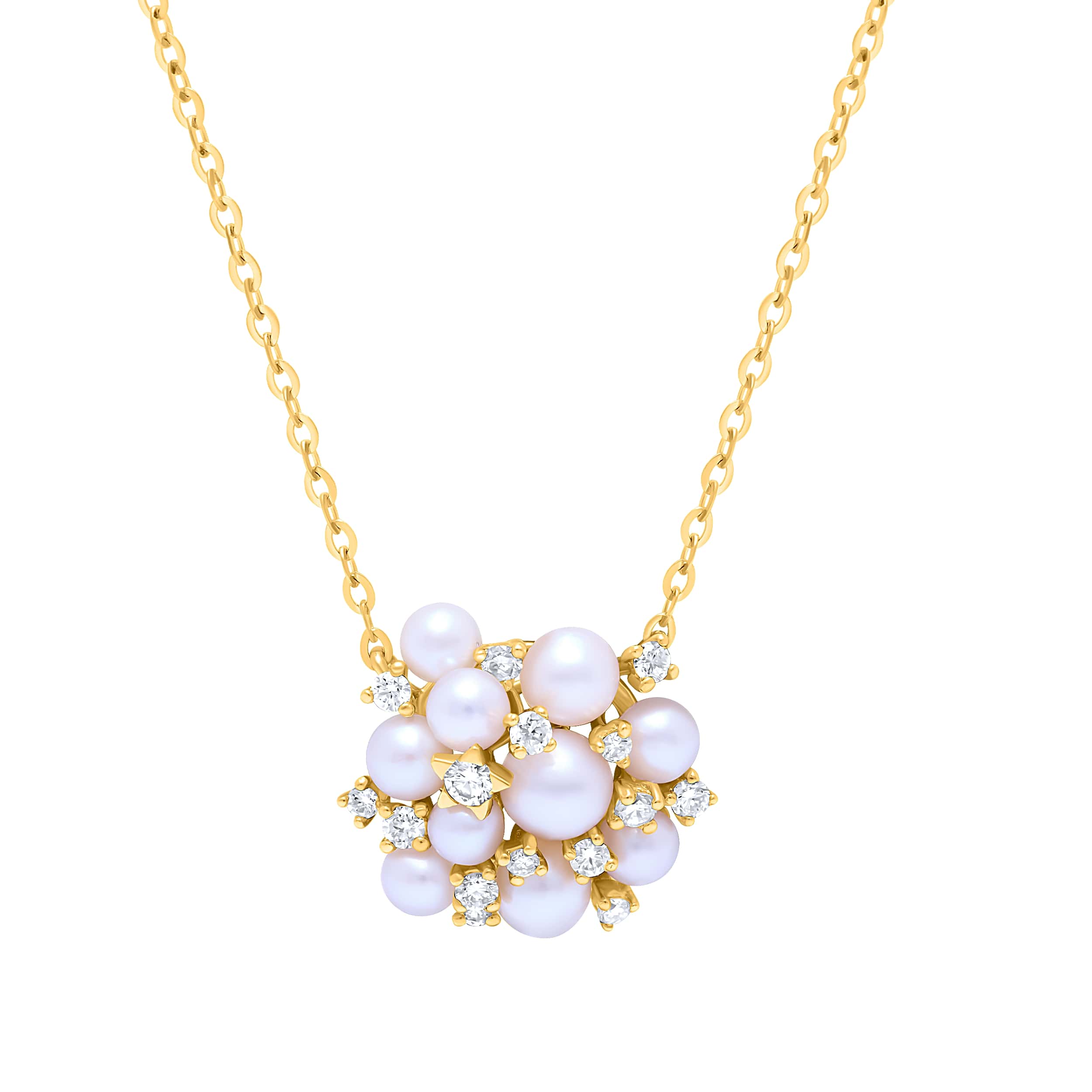 Elegance 18K Diamond Necklace "Pearl" in Luxurious Yellow Gold
