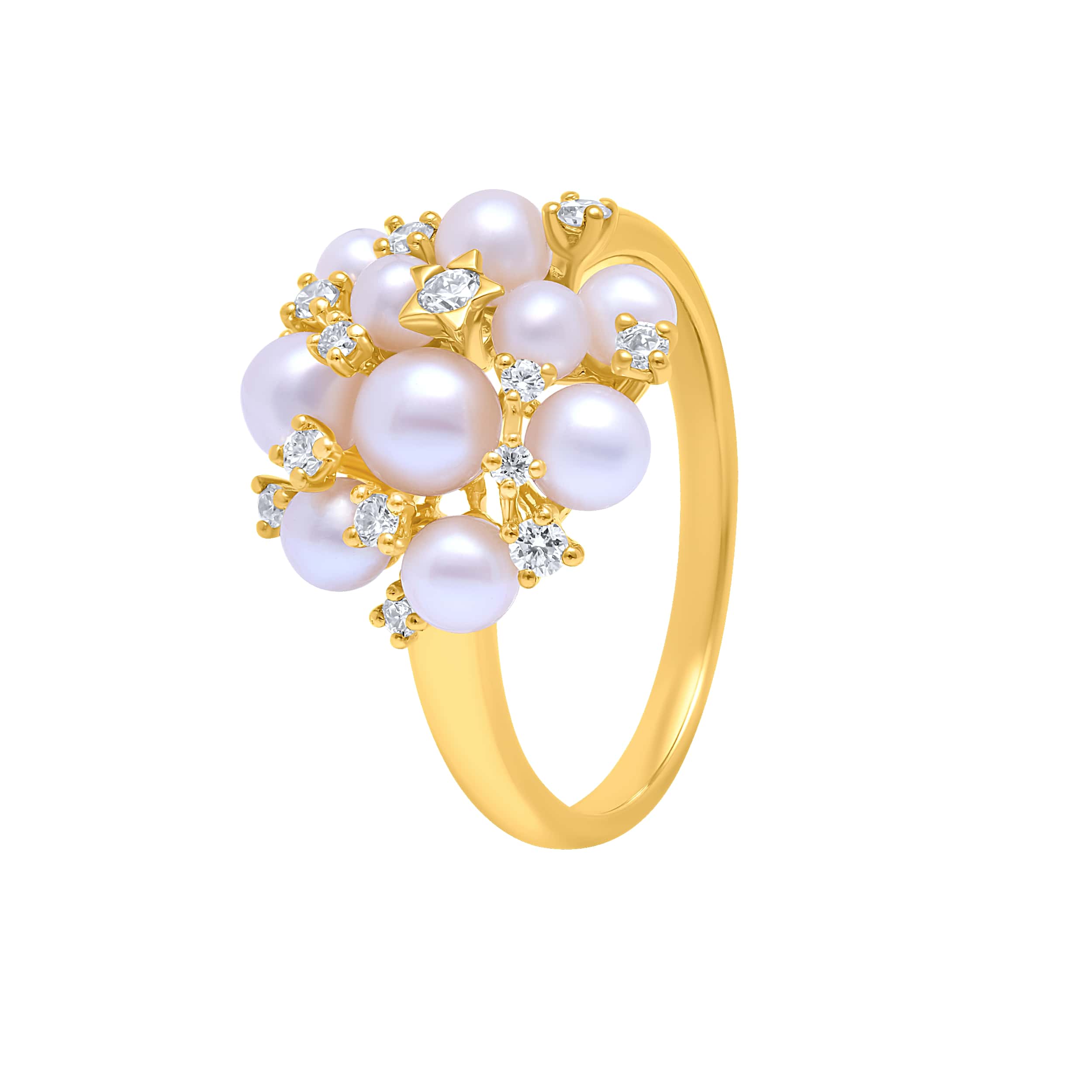 Charm 18K Diamond Ring "Pearl" in Opulent Yellow Gold