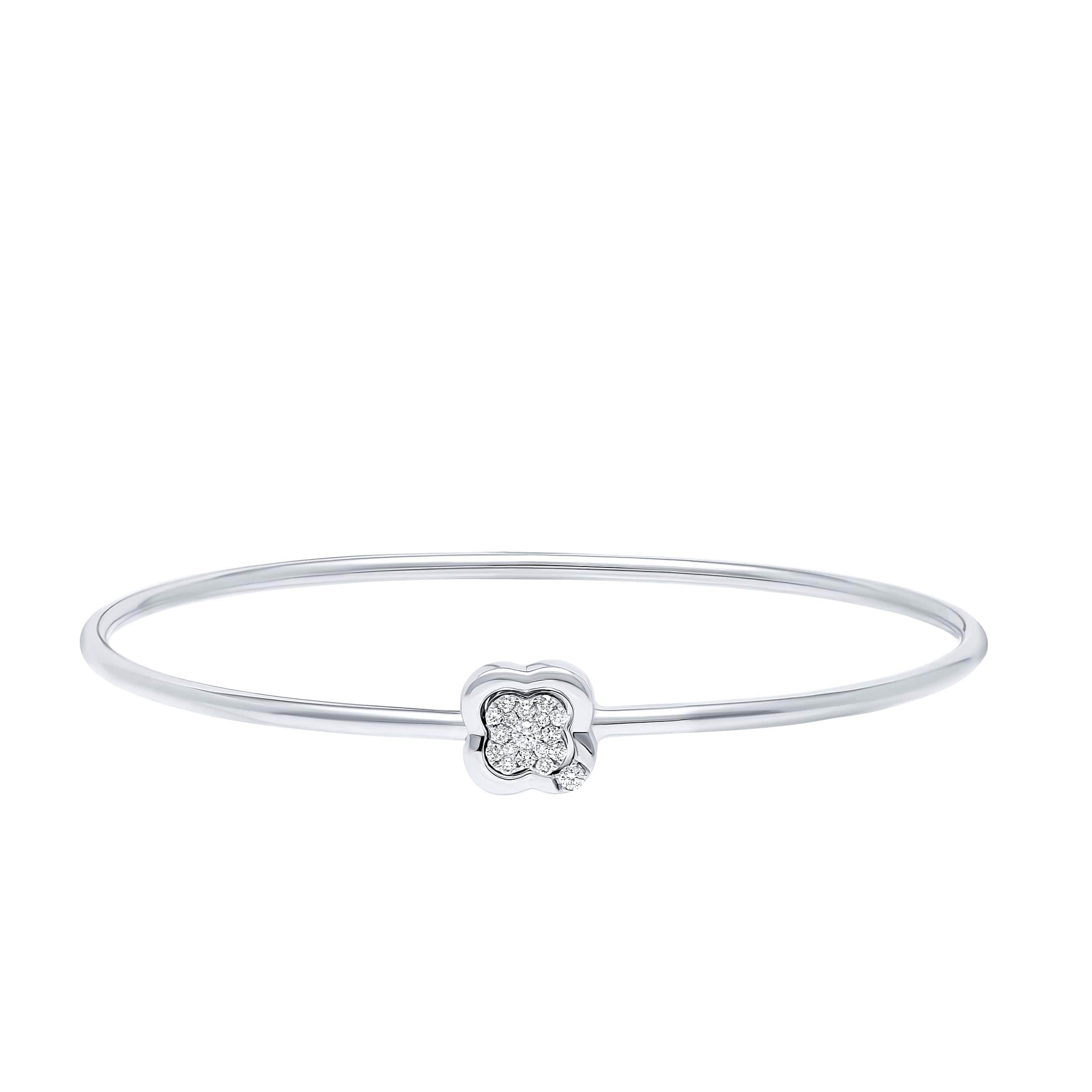 Opulent Symbol 18K Diamond Bangle in White Gold