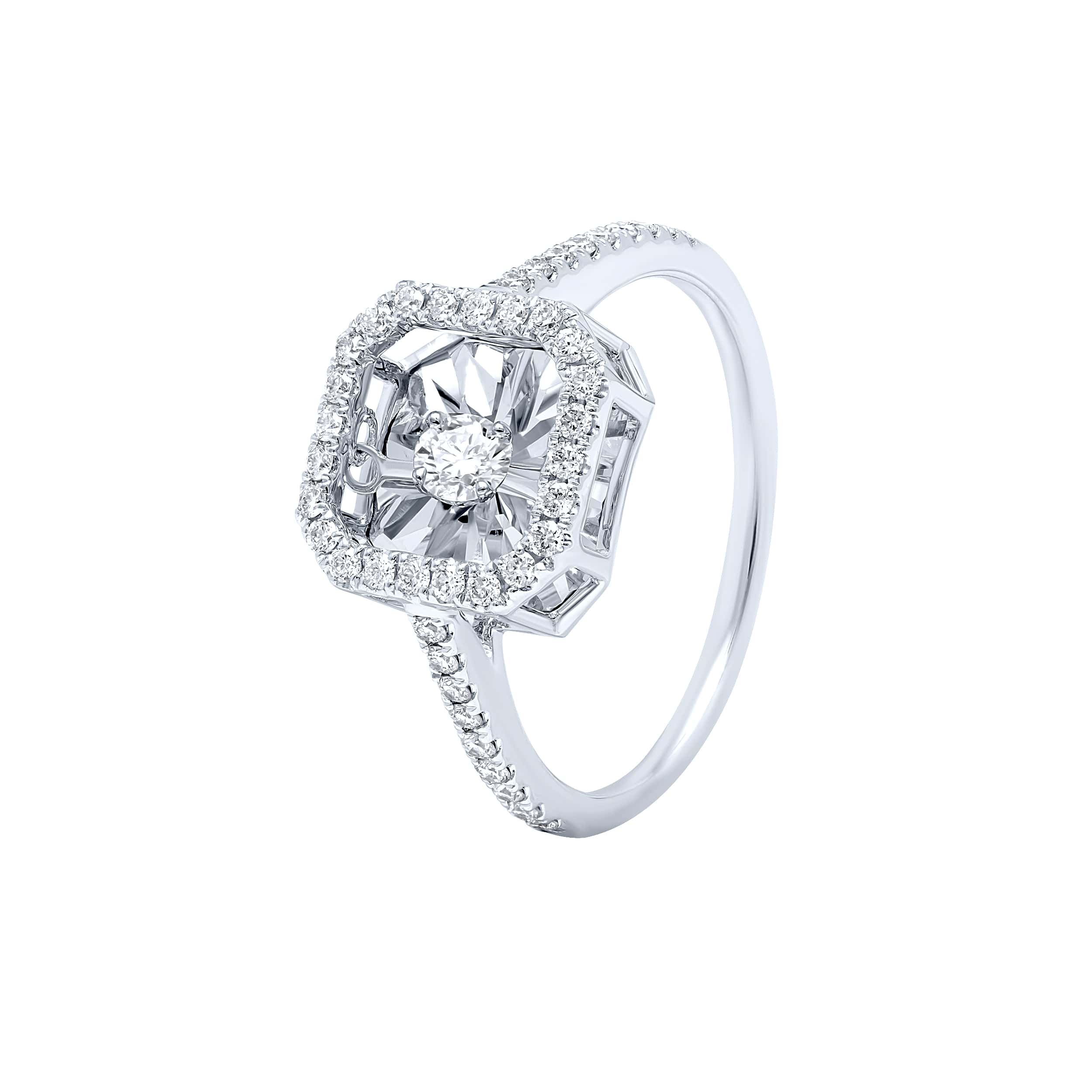 Refined 18K Diamond Ring "Dancing" in Opulent White Gold