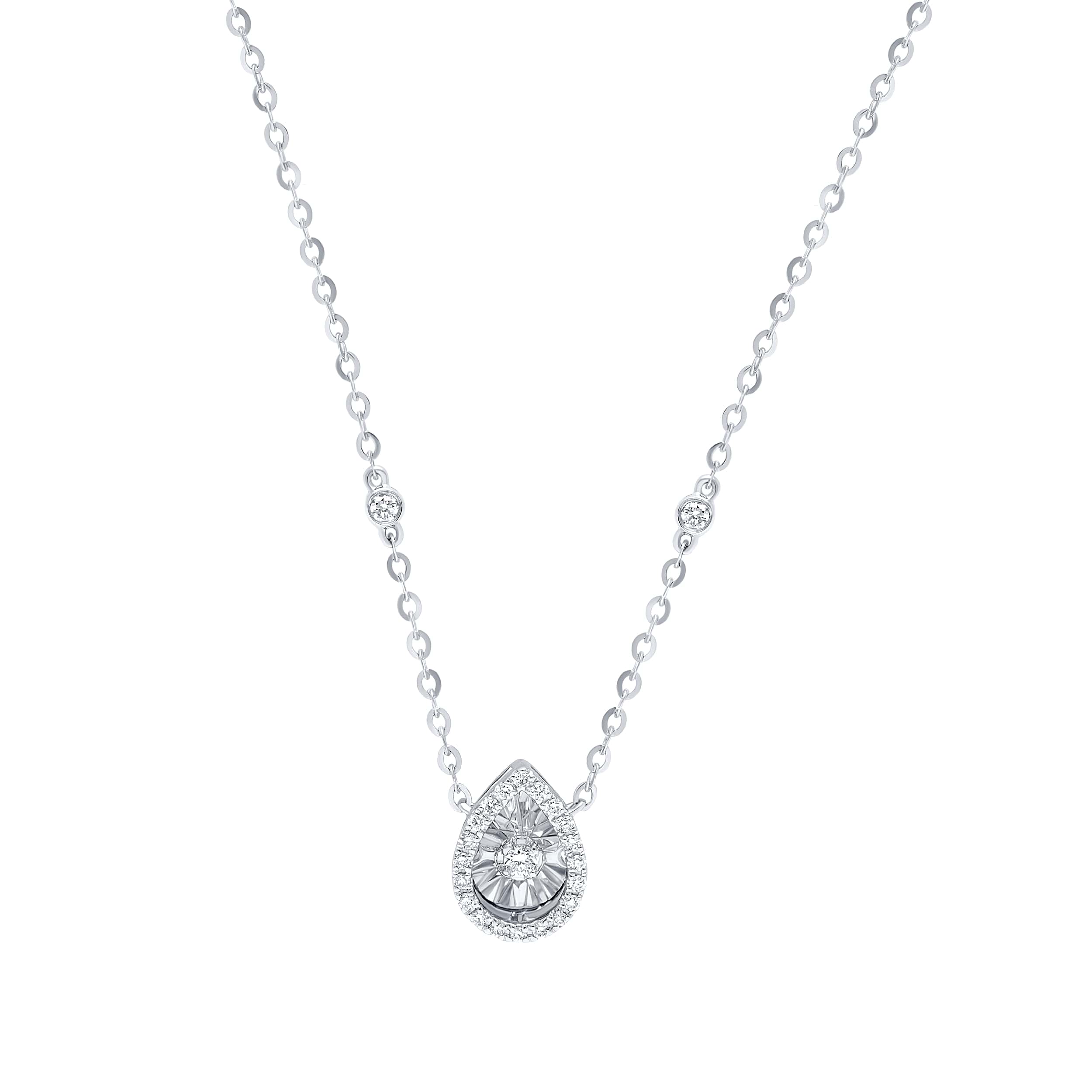 Elite 18K Diamond Necklace "Dancing" in Exquisite White Gold