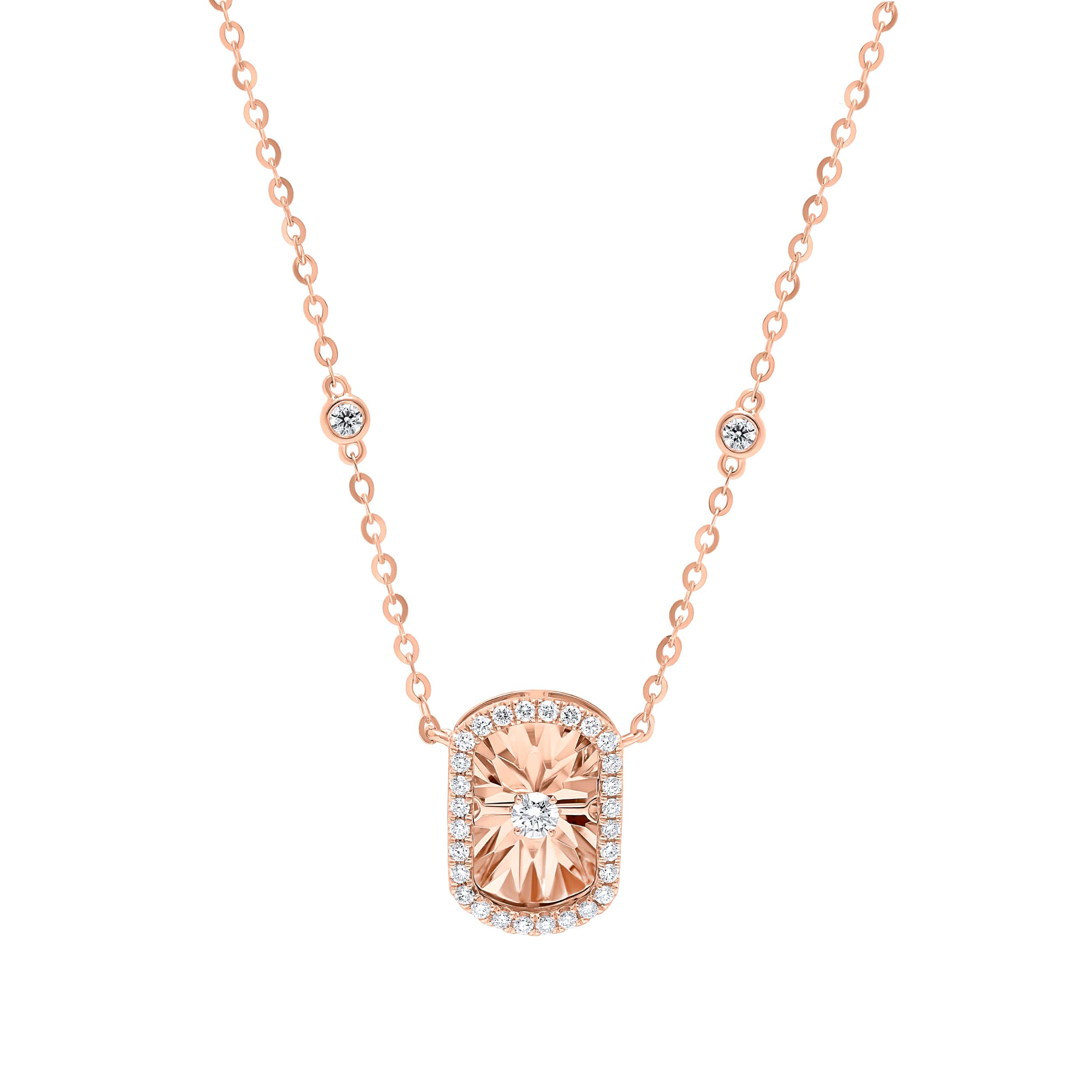 Opulent 18K Diamond Necklace "Dancing" in Sumptuous Rose Gold
